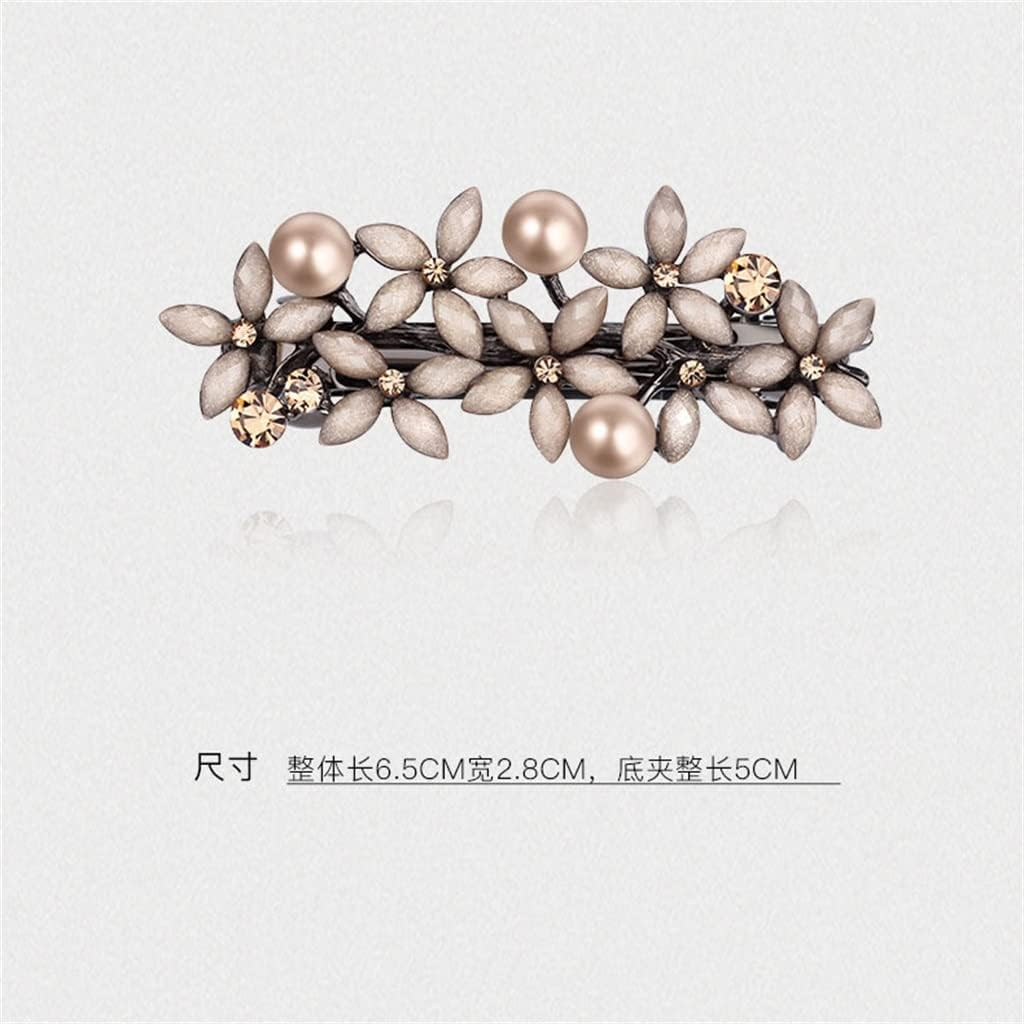 Alligator Clip,Headdress,Hair Clamp,Hairpins,Hairpin Rhinestone Pearl Clip Headdress behind the Head Mother Word Clip Horizontal Clip Spring Clip (Color : B, Size : 6.5 * 2.8Cm)
