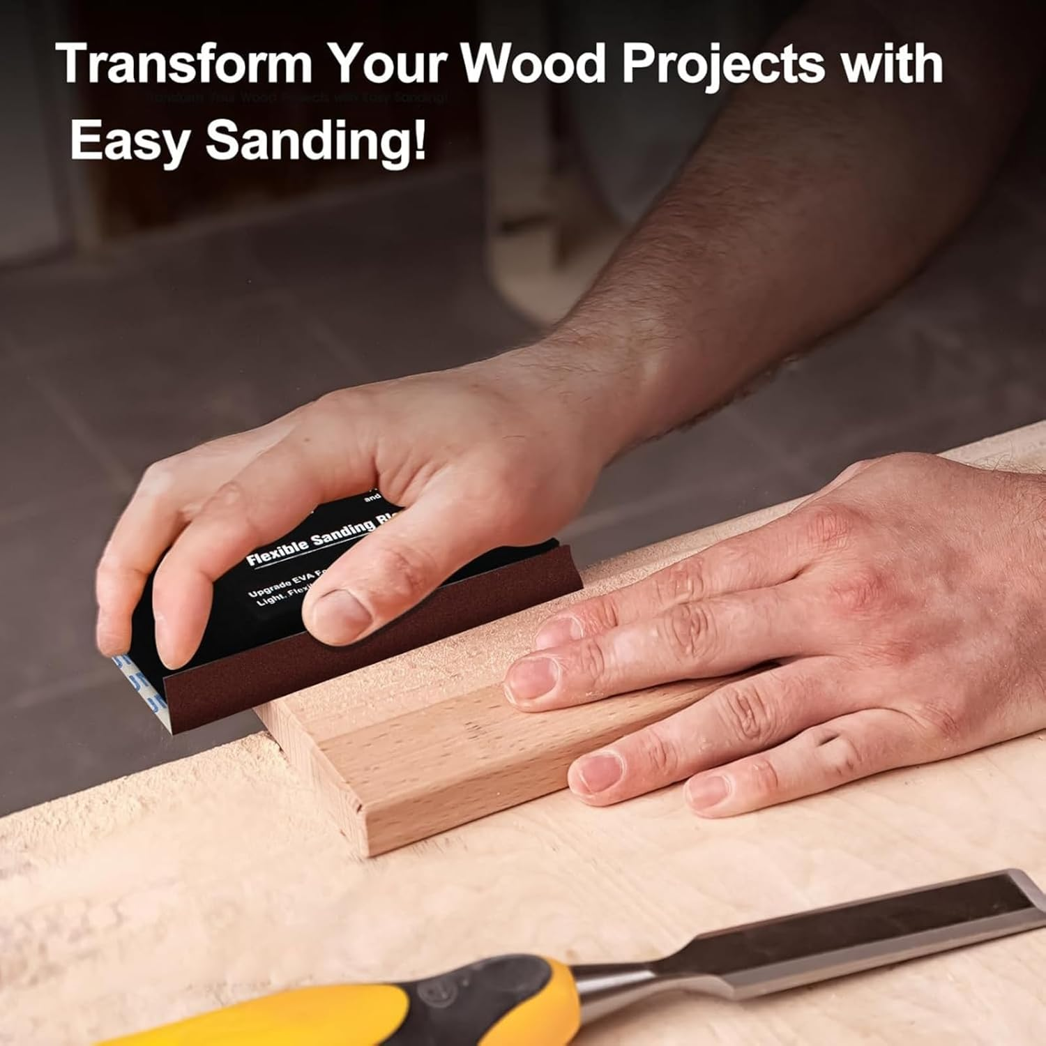 Ssumght Sanding Blocks Kit,7Pcs Flexible EVA Foam for Wet or Dry Autobody, Automotive Car Bodywork Paint, and Woodworking, Includes Sandpaper (Black)