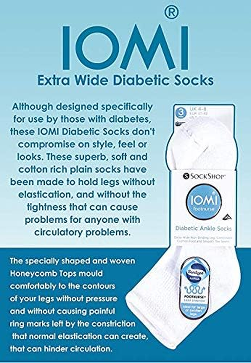 IOMI Footnurse | 3-Pack Extra Wide Non-Elastic Low-Cut Diabetic Ankle Socks | Gentle Grip Top, Soft & Breathable | Black | Unisex
