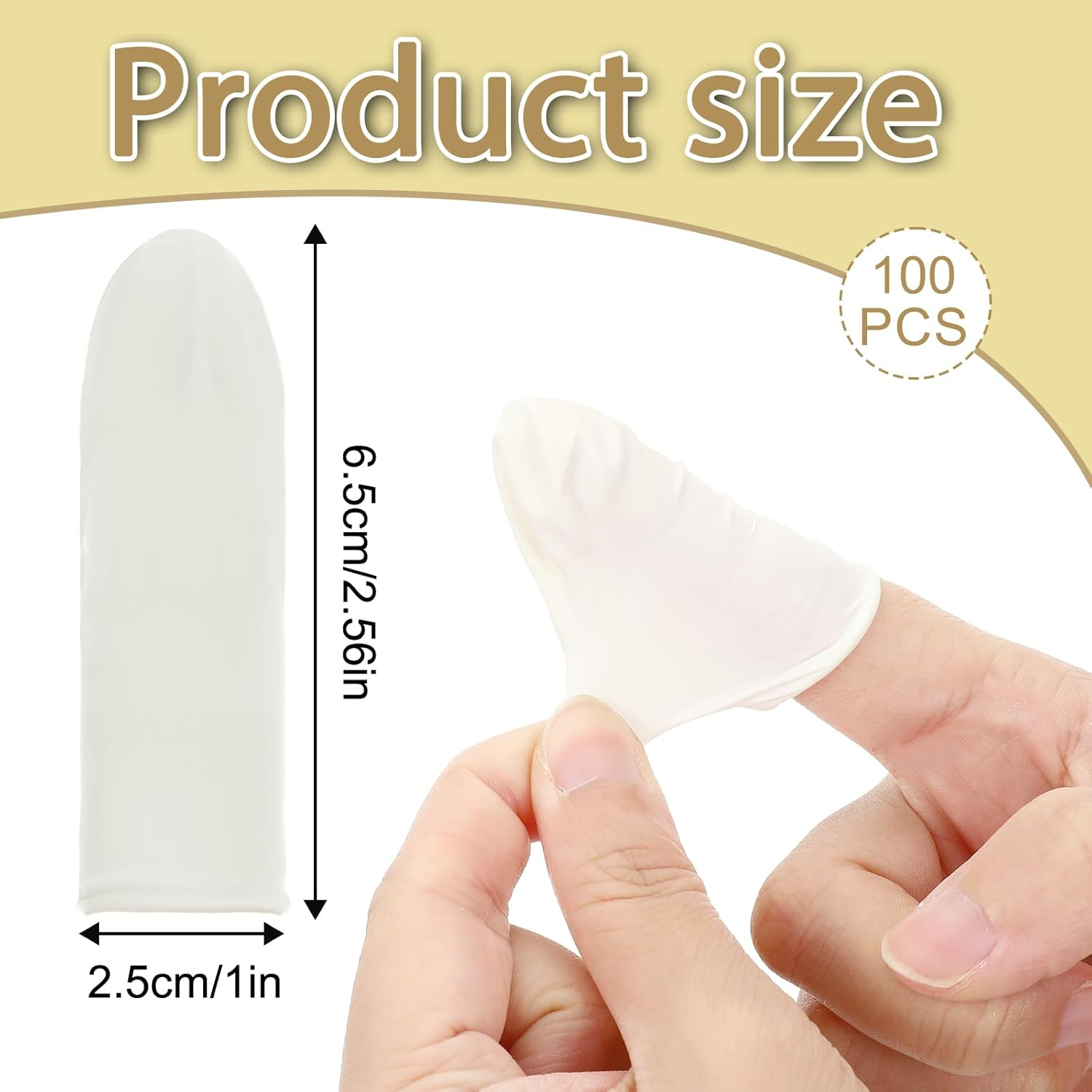Pack of 100 Latex Finger Cots Finger Protection, Finger Cots Bandage Finger Caps, Antistatic Finger Covers, Latex Finger ​Cot,Latex Nail Cover, for Tattoo, Beauty, Cosmetics, Cleaning, Jewellery image number 4