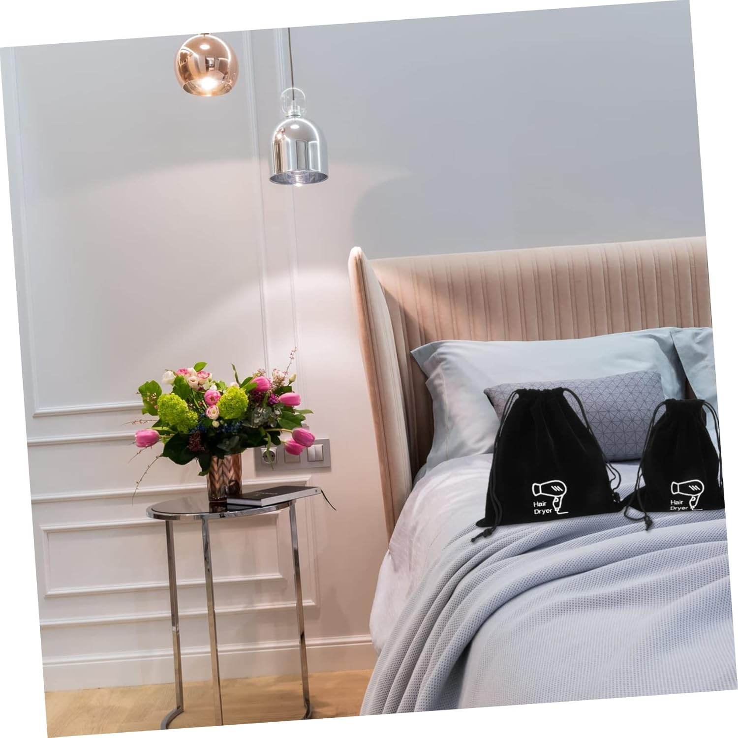 Beavorty 6Pcs Stylish Hair Tool Bag Travel Storage Bag Drawstring Guest Supplies for Hair Dryer image number 2