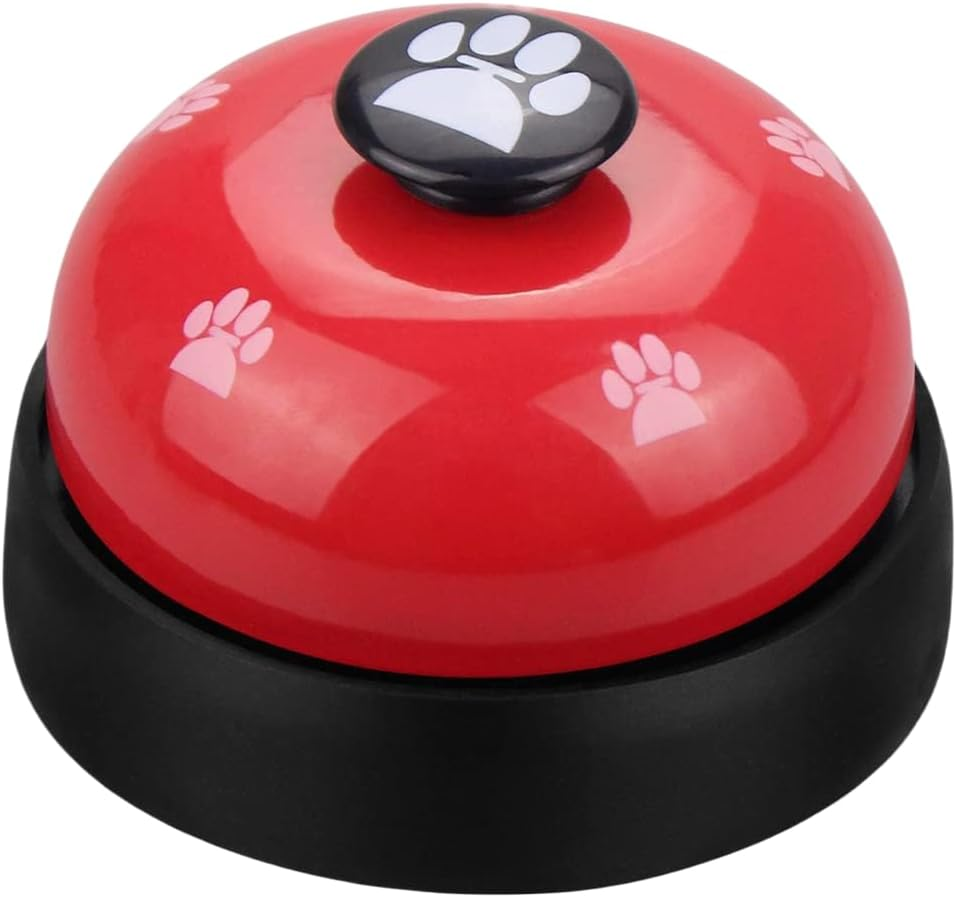 Pet Training Bell, Red and Black, Paw Print Design, Desktop Service Bell for Hotel School Bar Shop Restaurant image number 1