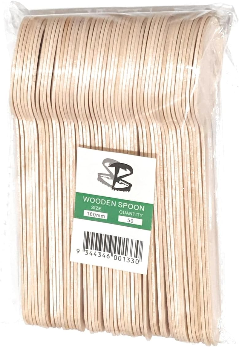 Generic Butterfly Disposable Wooden Spoons Pack of 50 Eco-Friendly Biodegradable Natural Wooden Cutlery, CUT01 image number 3