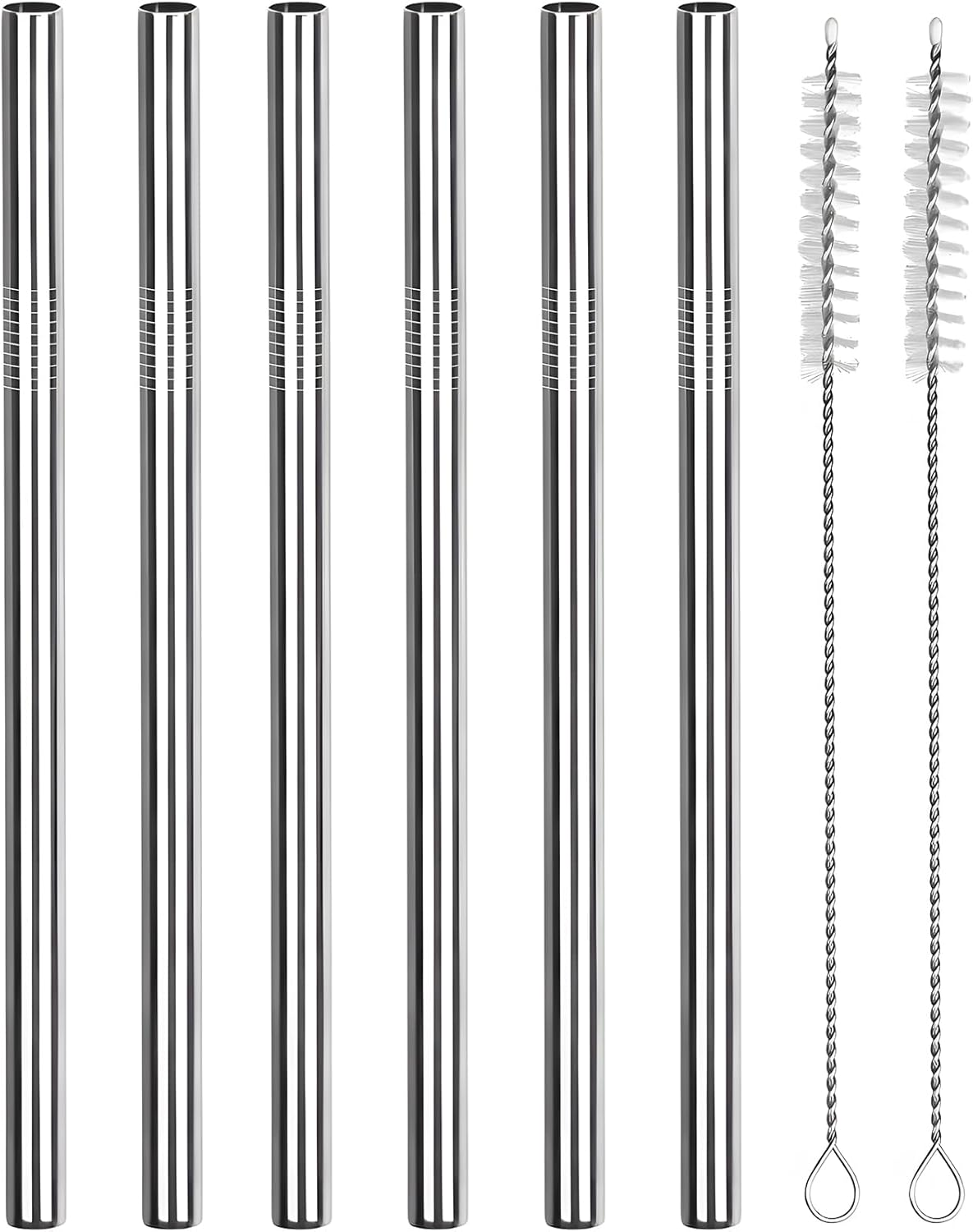 6 Pack Stainless Steel Straws Compatible with Owala Water Bottle - Stainless Steel Replacement Straws Compatible with 24Oz & 32Oz Owala Water Bottle, Includes 2 Cleaning Brushes (21Cm) image number 4