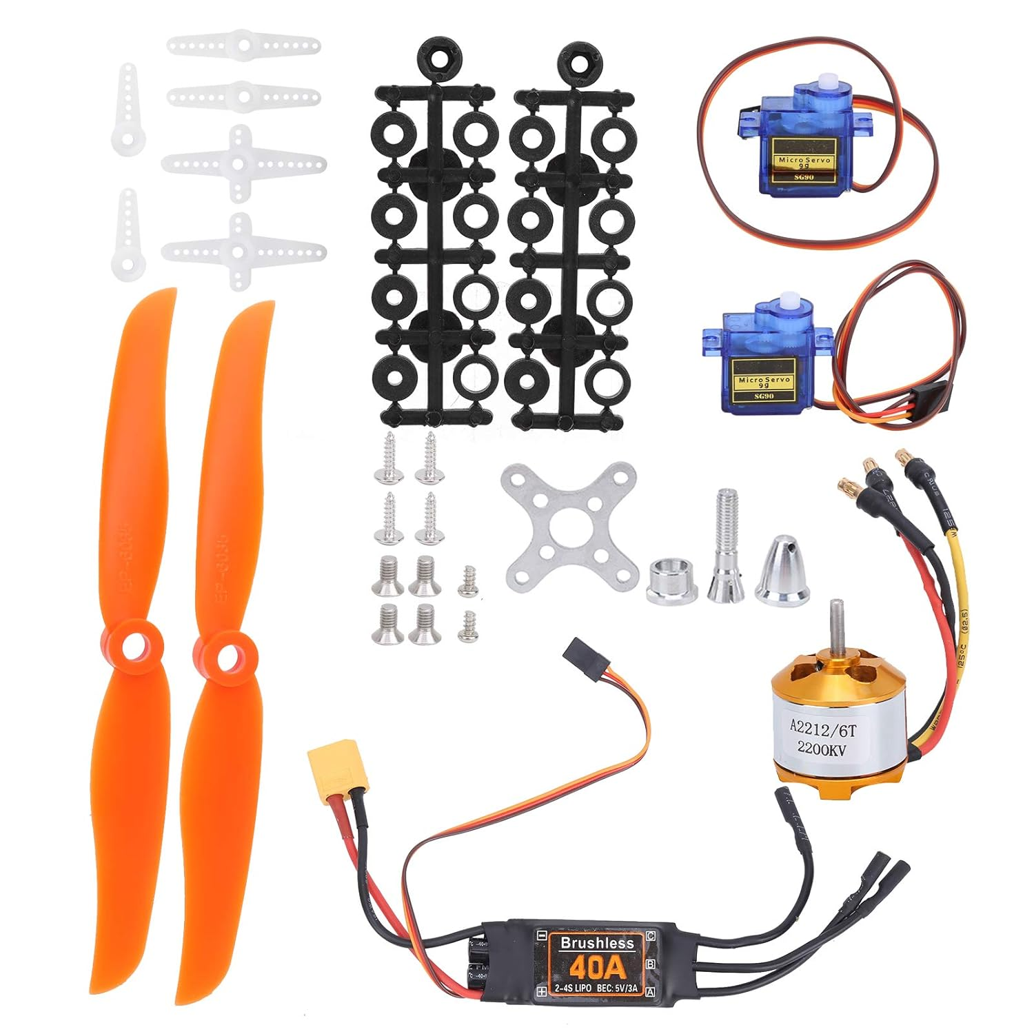 RC Plane Motor Kit for RC Plane Helicopter, Professional 6035 Propeller RC Remote Control Aircraft 40A XT60T ESC Combo Kit Complete Motors SG90 Servo 2212 KV2200 Brushless Motor image number 4