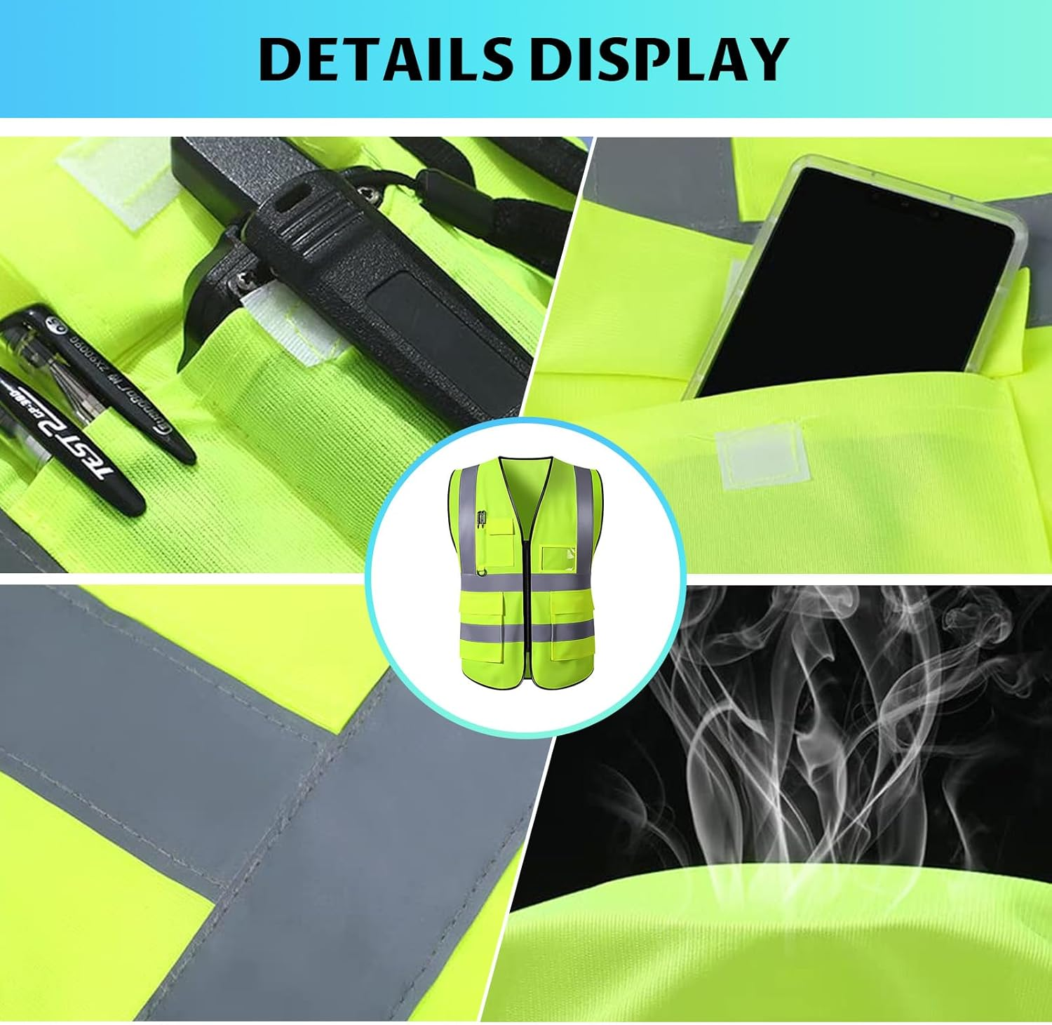 2-Pack Reflective Safety Vest for Men Women, High Visibility Security Vest with Pocket Zipper Front Meet ANSI/ISEA Standard image number 6