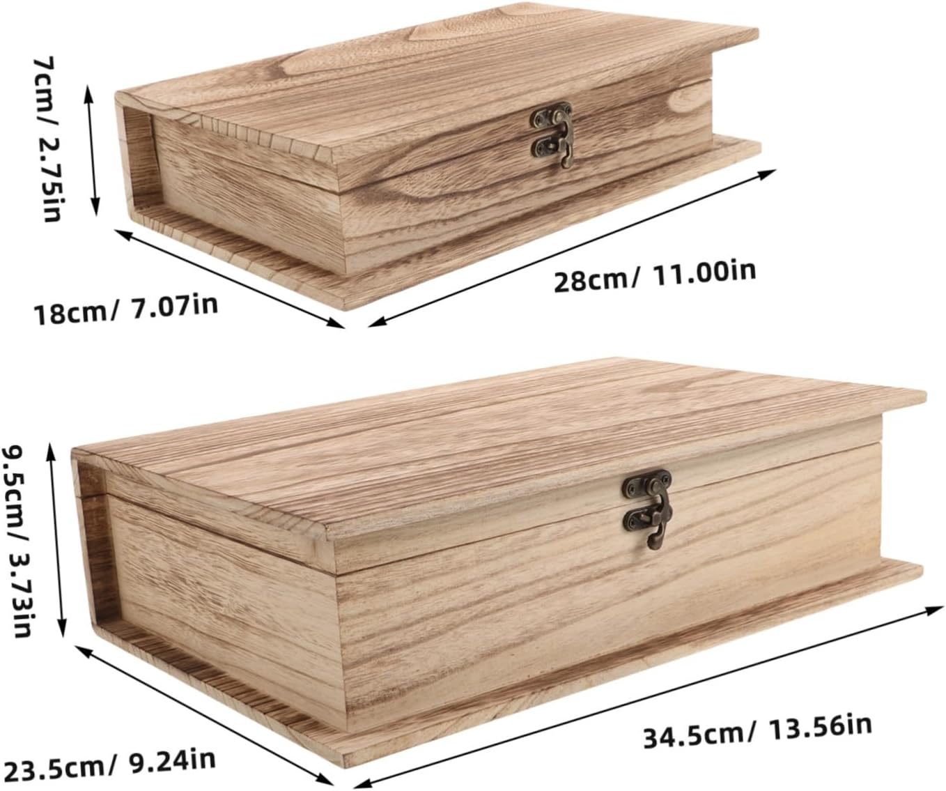 2Pcs Jewelry Storage Box Unfinished Wooden Keepsake Organizer Wooden Bible Storage Box image number 3