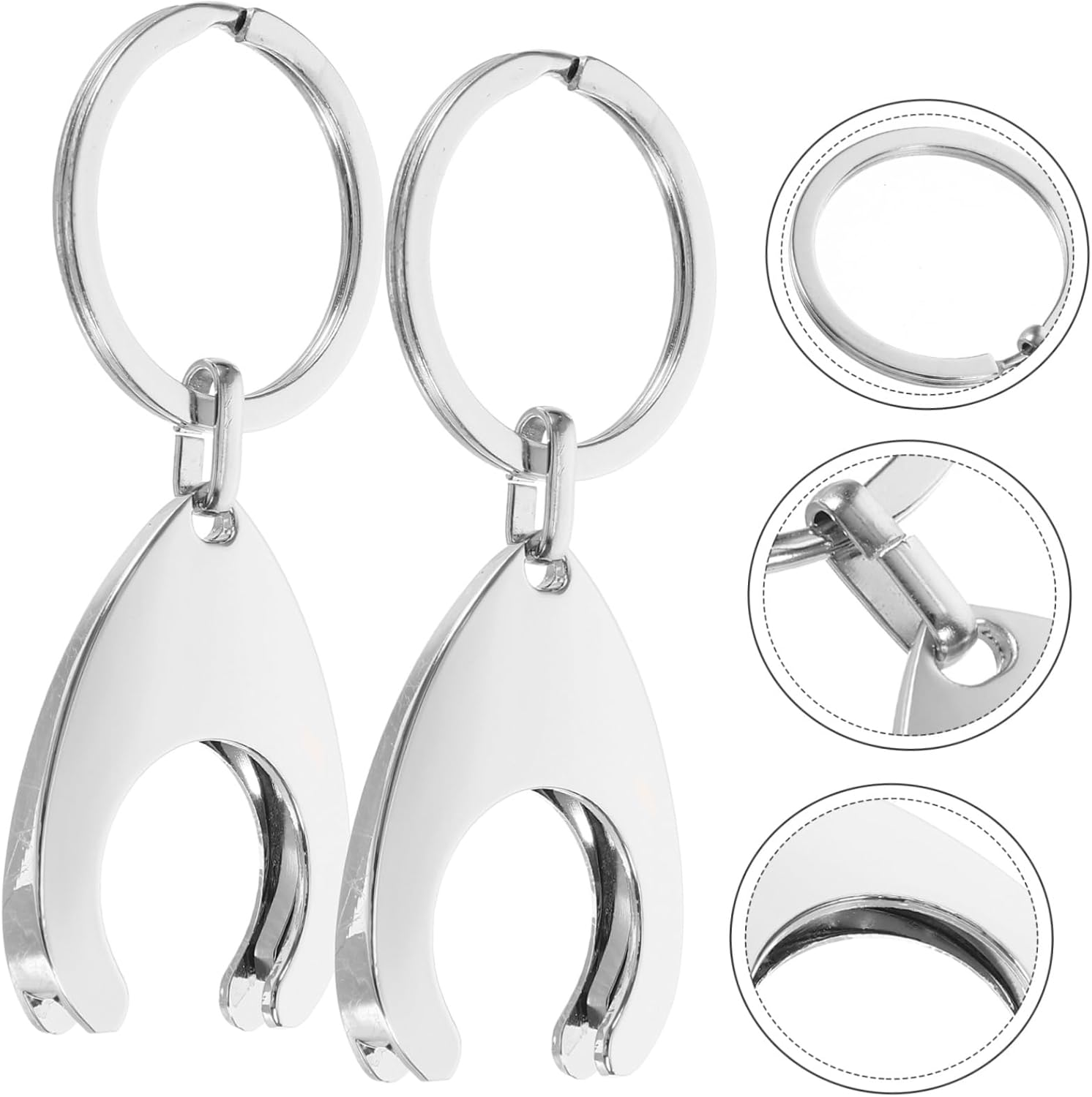 Veemoon 2Pcs Metal Keychain Trolley Coin Key Ring Portable Shopping Cart Token Holder Hanging Trolley Remover Keychain image number 4