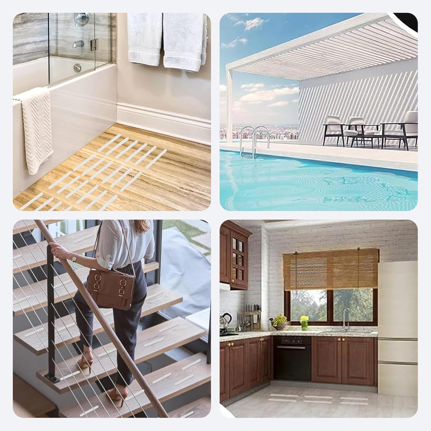 25Pcs Anti-Slip Strips - Safety Shower Treads & Bathtub Non-Slip Stickers | Anti-Skid Tape for Floors, Steps (Baby/Senior/Adult Use, Clear 0.8In, Strong Adhesive) image number 4