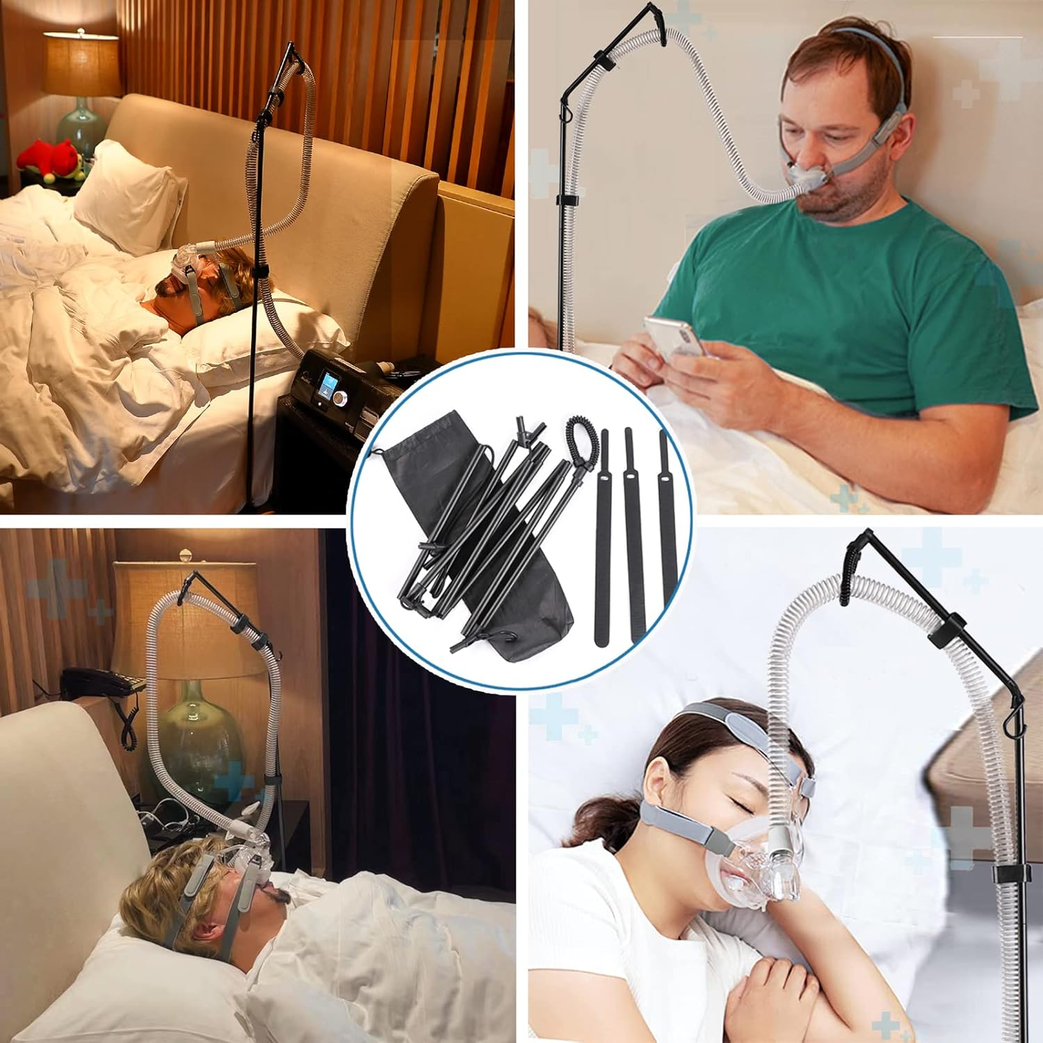 LONYEON CPAP Hose Holder - CPAP Hose Lift Avoid Tangling and Prevent Blockage,Keeps the Air Hose up and Away from Your Face and Arms to Make You Sleep Better,Black image number 4