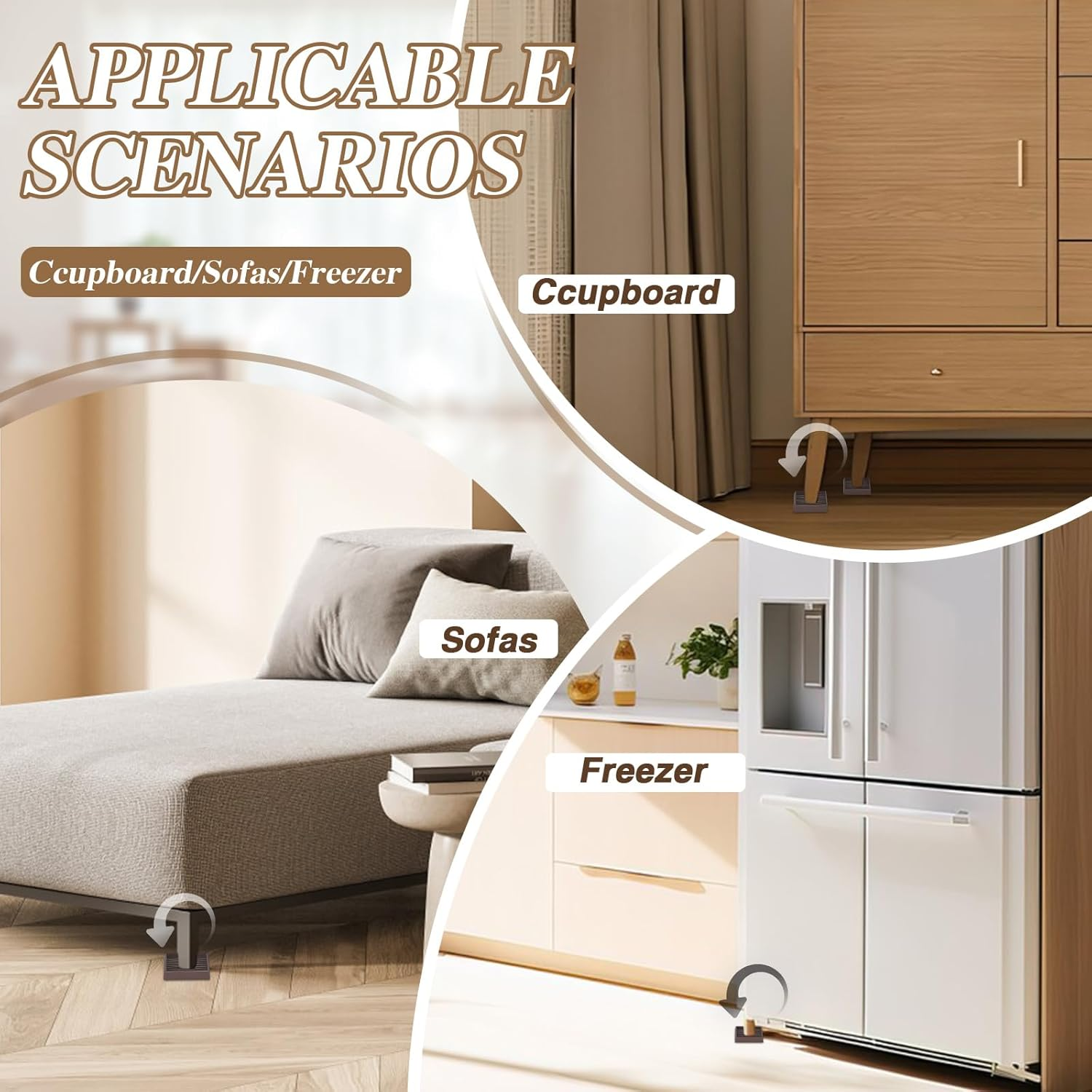 4 Pieces Furniture Coasters, Non Slip Furniture Pads for Hardwood Floors, Bed Stoppers to Prevent Sliding, Rubber Stoppers for Furniture (Brown, 2X2 Inches) image number 5