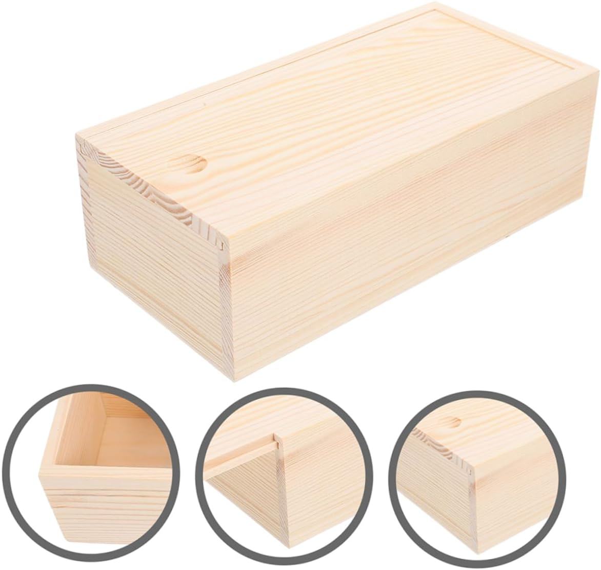 UTHCLO 2Pcs Solid Pine Wood Storage Box Wooden Slide Lid Boxes for Needle DIY Project Storage image number 1