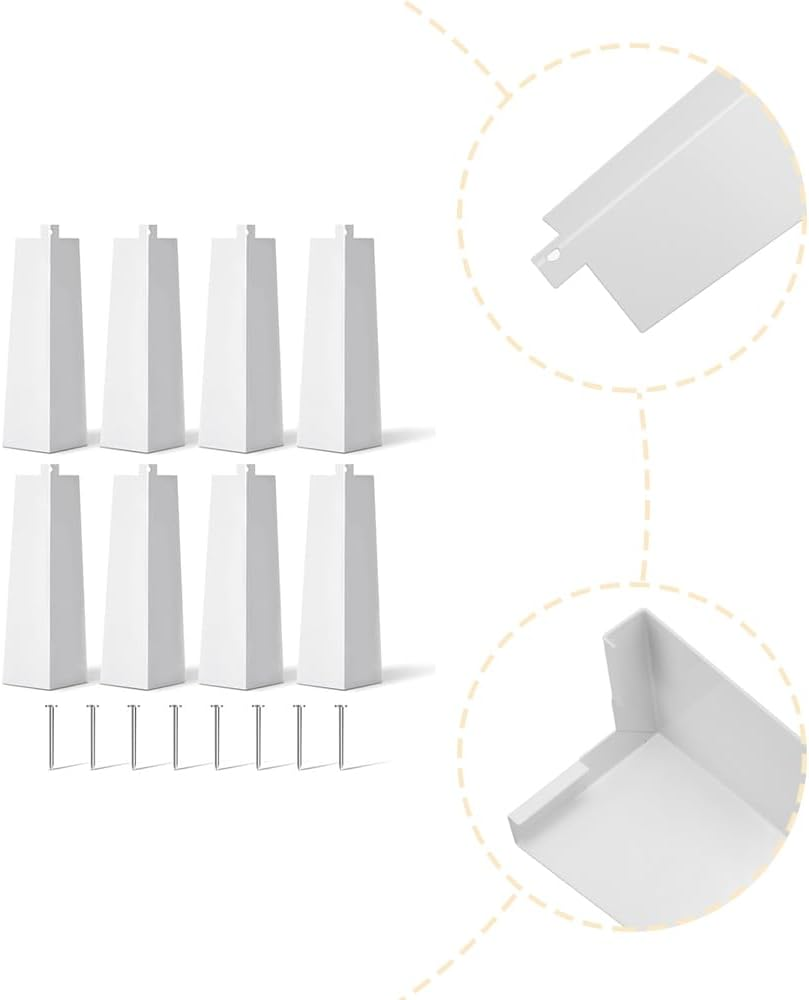 8 Pcs Aluminum Wall Panel Corners, 8 Inches with 8 Nails White Outer Wall Panel Corner Caps, Smooth Wall Panel Corner Edges House Outer Wall Panel Corners Used for Connecting Outer Wall Panel Corners image number 5