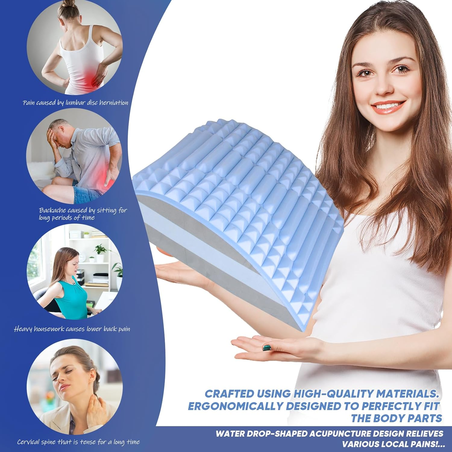 Acemend Back Stretcher,Refresh Back Stretcher, Neck and Back Stretcher for Lower Back Pain Relief,Herniated Disc, Sciatica, Scoliosis - Blue image number 3