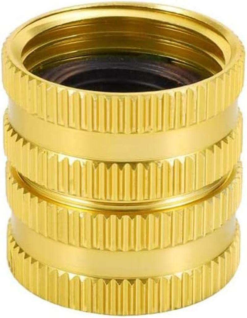 Hooshing 3/4" Female to Female Garden Hose Connector Solid Brass Double Female Swivel Hose Connector Adapter, 2 Pack image number 1