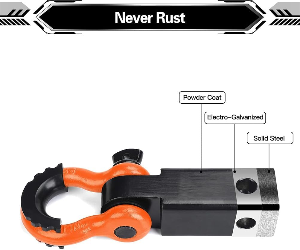 Shackle Hitch Receiver, Heavy Duty Receiver, Trailer Hitch Lock Pin, Towing Accessories for Trucks Vehicle, Receiver Hitches, Accessories for Vehicle Recovery, Connect Tow Strap image number 3