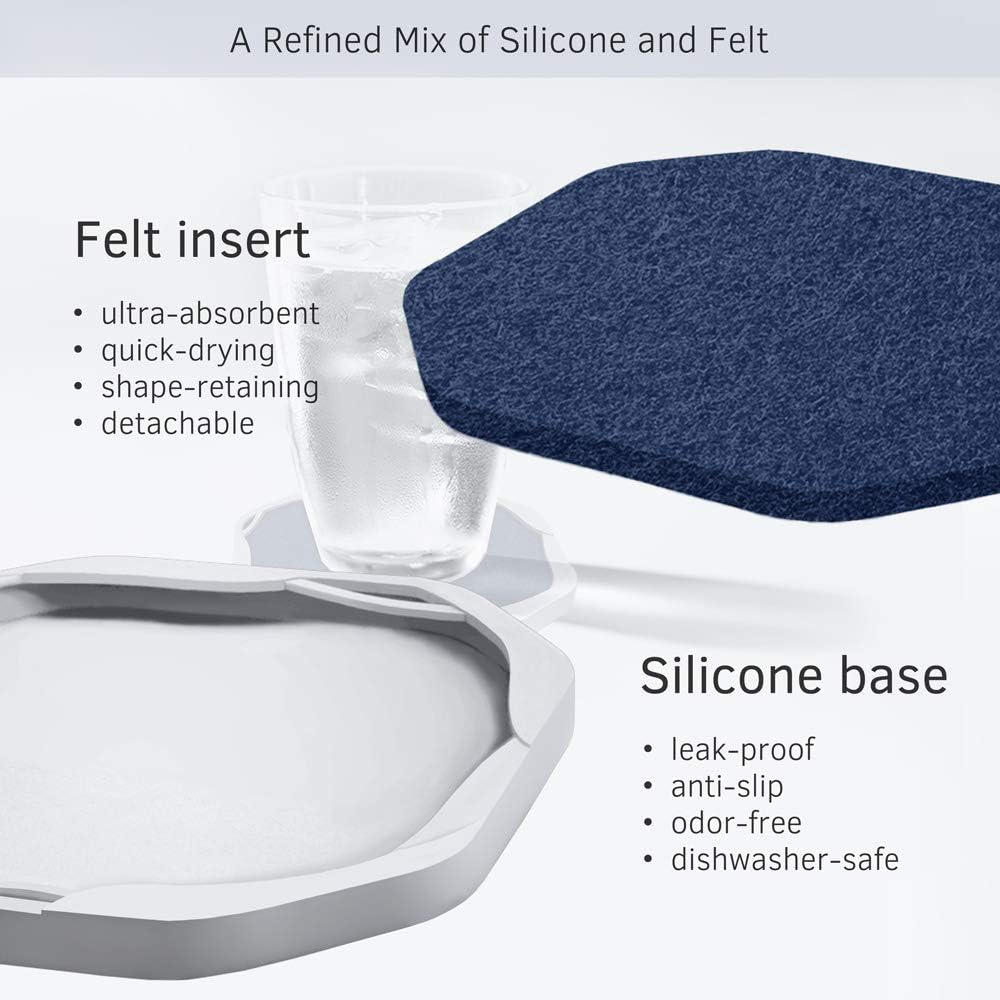 UMIRRO Cool Coasters for Drinks Absorbent | Protect Furniture from Water Damage and Scratch, Big Size Holds All Types of Glass for Drinks, Stay Put, Leak Proof, Non Slip Function | Navy Blue Set of 4