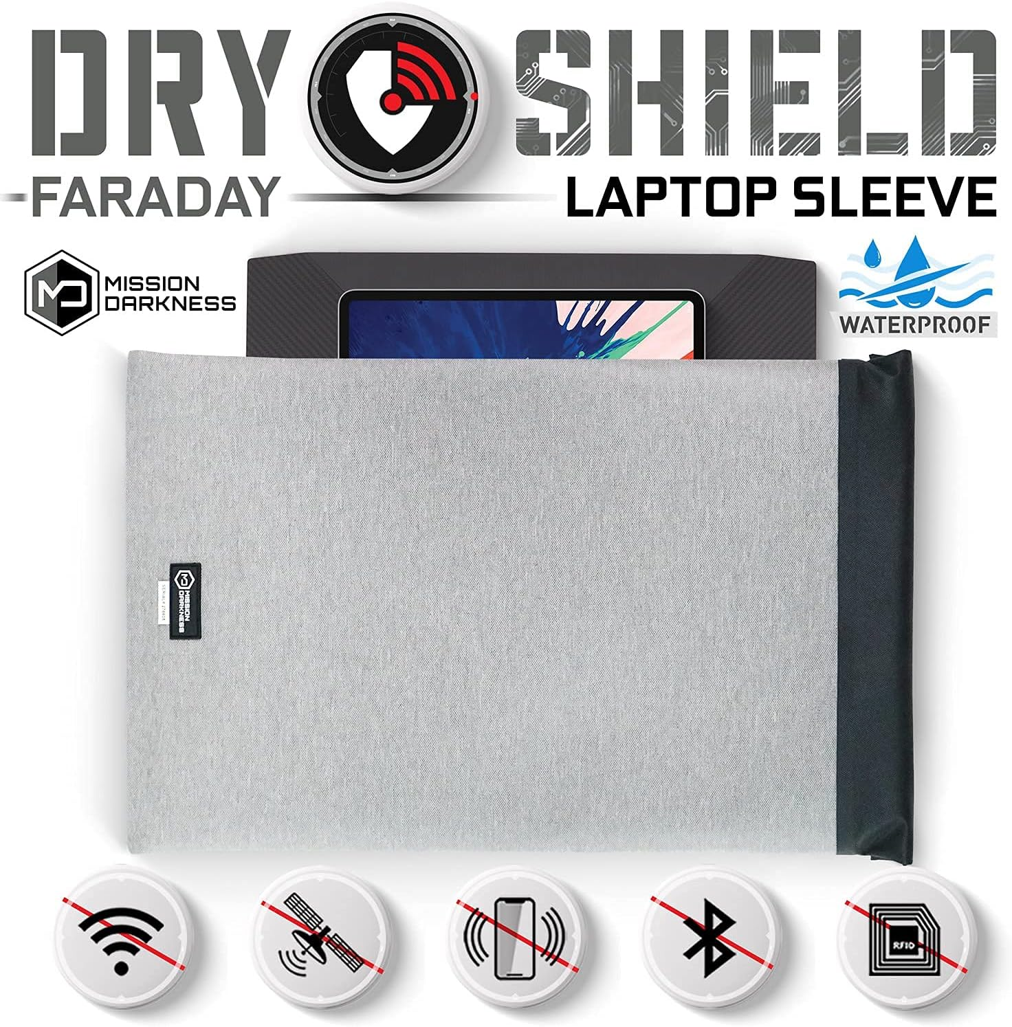 Mission Darkness Dry Shield Faraday Laptop Sleeve // Slim Waterproof Bag for Laptop Computers, RF Shielding Liner, Felt Padding, Magnetic Roll Closure, Signal Blocking, Anti-Hacking, Data Security image number 2