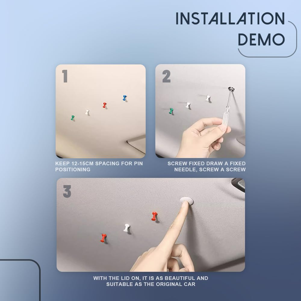 Car Roof Headliner Repair Kit, Headliner Pins, Auto Interior Ceiling Fabric Fixing Buckles with Installation Tool, Car Interior Accessories Automotive Roof Clips Universal for Most Cars image number 4