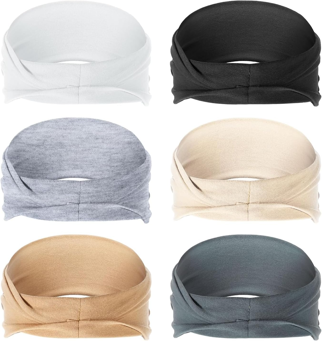 6 Pack Thick Sweat Workout Headbands for Women, Non Slip, Premium Stretchy Wide Head Bands Hair Accessories,Wear for Yoga, Fashion, Working Out, Travel or Running Neutral image number 6