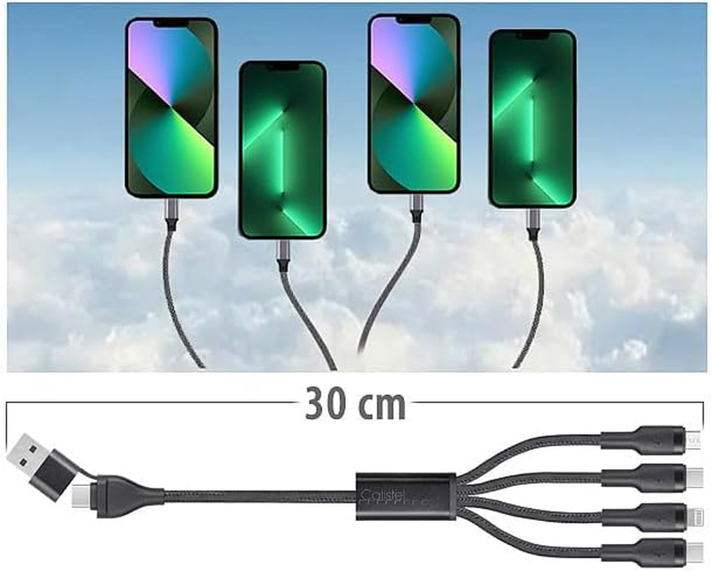 Callstel 8In1 Charging Cable: 8In1 Charge/Data Cable USB-C/A to Usb-C/Micro Usb/Lightning 60W, 30 Cm (Android Charging Cable, Charging Cable Iphone and Samsung, Hub) image number 1