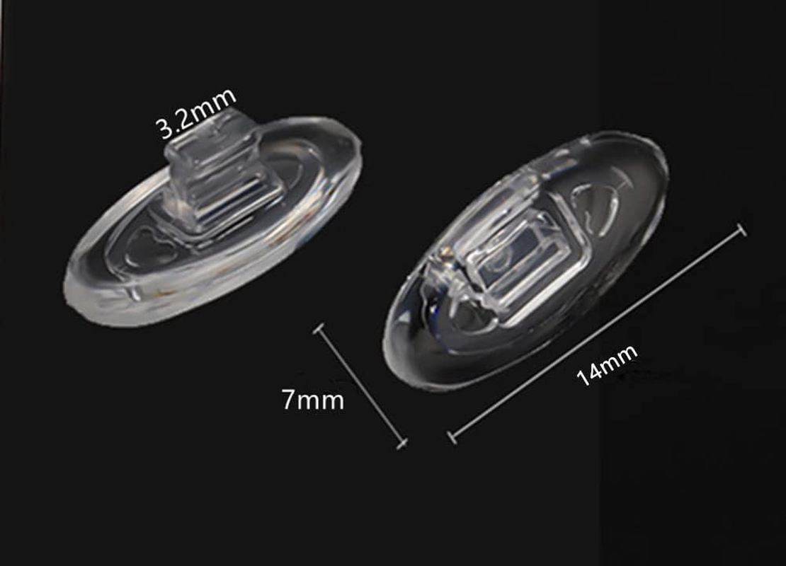 Push in Glasses Nose Pads,2 Pairs Eyeglasses Replacement Nose Piece,Oval Soft Silicone Nose Guards Anti-Slip Eye Pads(Clear,13Mm)