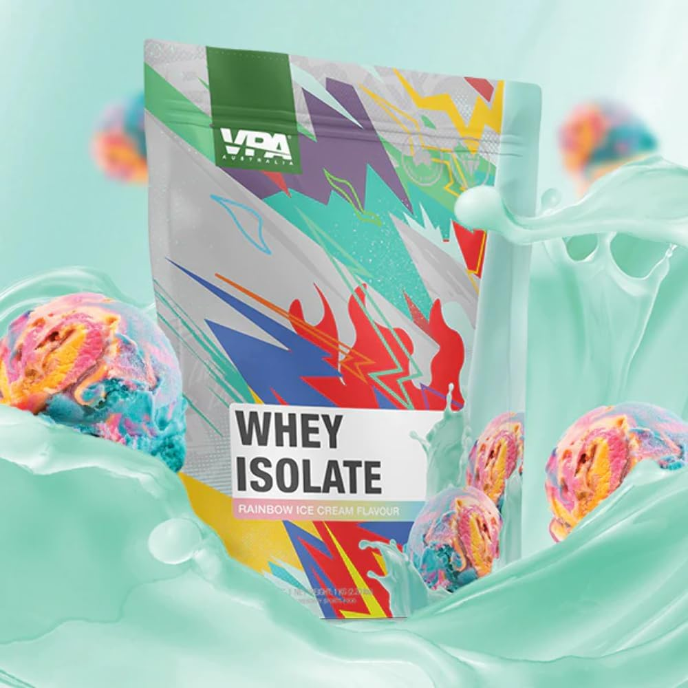 VPA&reg; Australia Premium Whey Protein Isolate 100% WPI, Rainbow Ice Cream, 1Kg