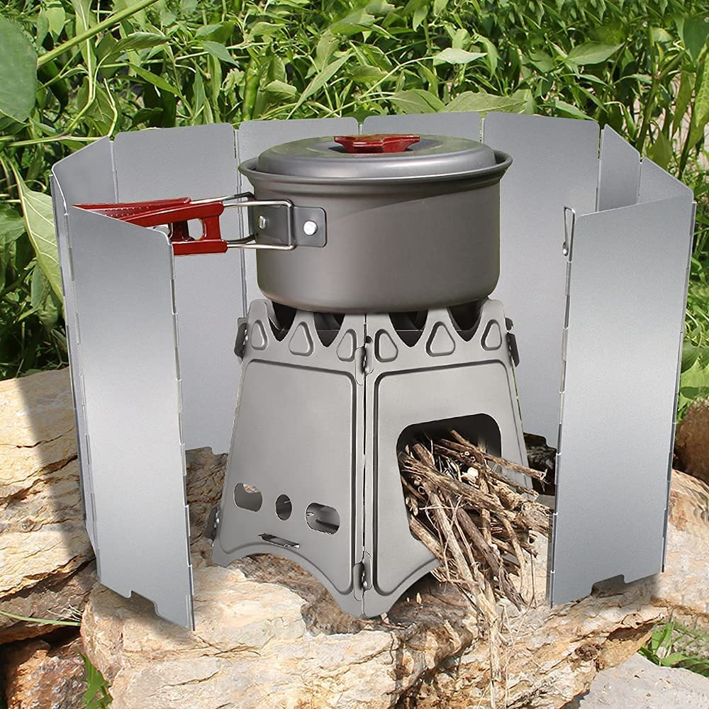 10 Plates Folding Stove Windshield, Lightweight Aluminum Camping Burner Windshield for Hiking, Backpacking, Camping and Cooking Gas Stove(Color:Silver) image number 3