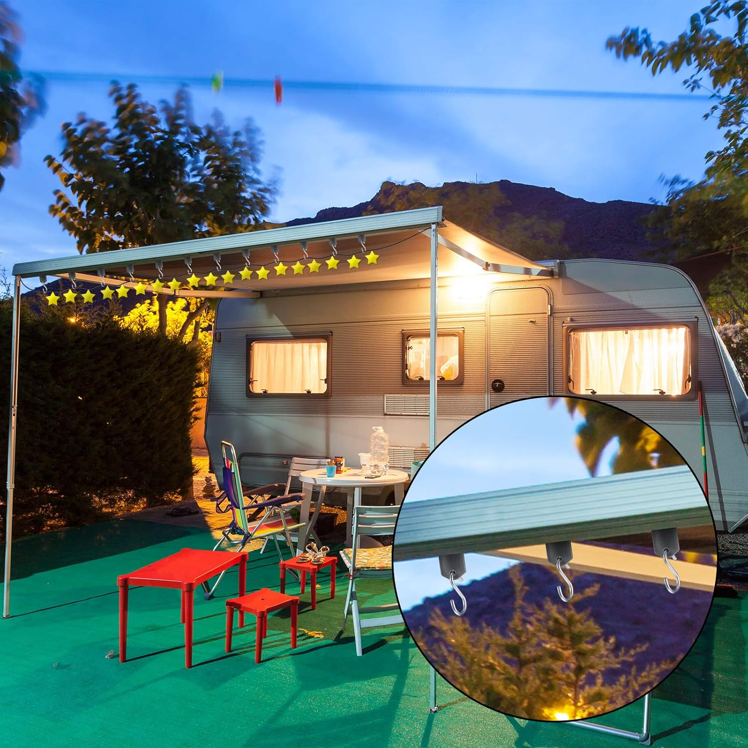 BBTO RV Awning Light Clip RV Party Light Holder Camper Awning Hook Light Accessory Plastic and Metal Light Hook Gray Camper Light Support Hanger for Camping Tent Indoor Outdoor Decor (28 Pieces) image number 2