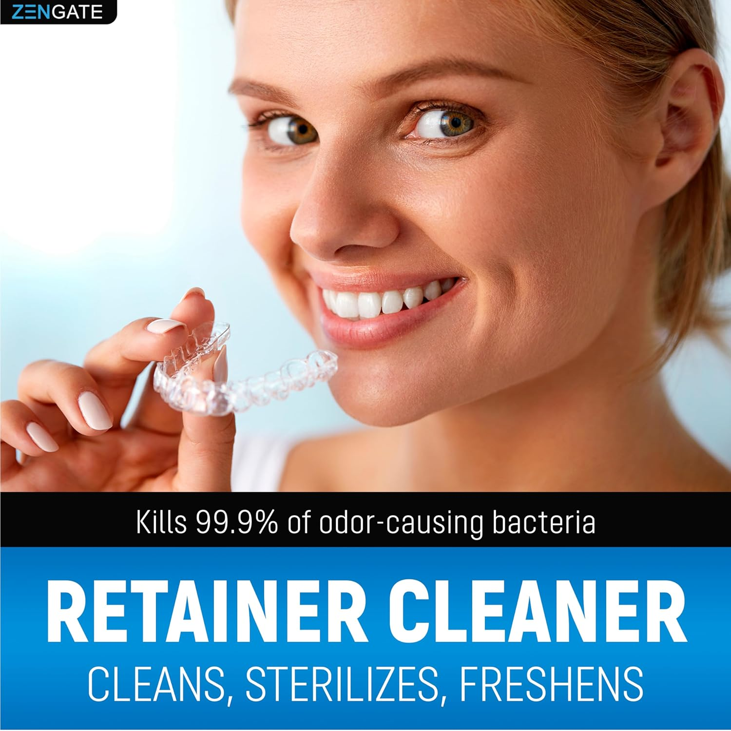 ZENGATE Retainer Cleaner Tablets - Quick 3-Minute Clean for Dentures, Mouth Guards, Aligners, and Night Guards - 120 Dental Cleansing Tablets - FSA HSA Approved Dental Appliance Cleanser image number 2