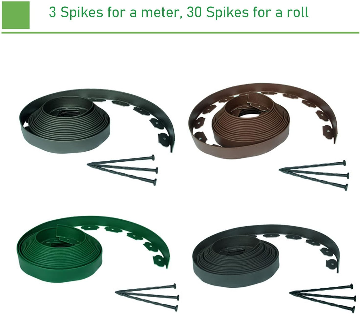 Landscape Edging Kit, No Dig Garden Edging Border, Include 30 Spikes, 32.8Ft Length Landscape Edging Coil Garden Edging Coil for Landscaping and Flower Gardens, Easy to Install - Green image number 2