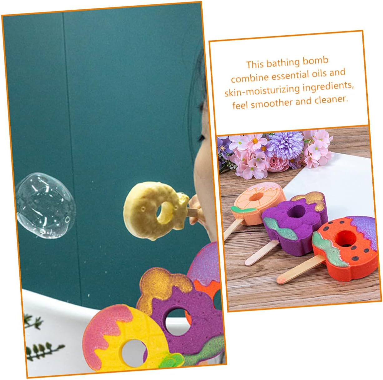 Ipetboom 4Pcs Bomb Salt Essential Oil Bubble Bath Bomb for Spa-Like Relaxation Skin Health image number 2