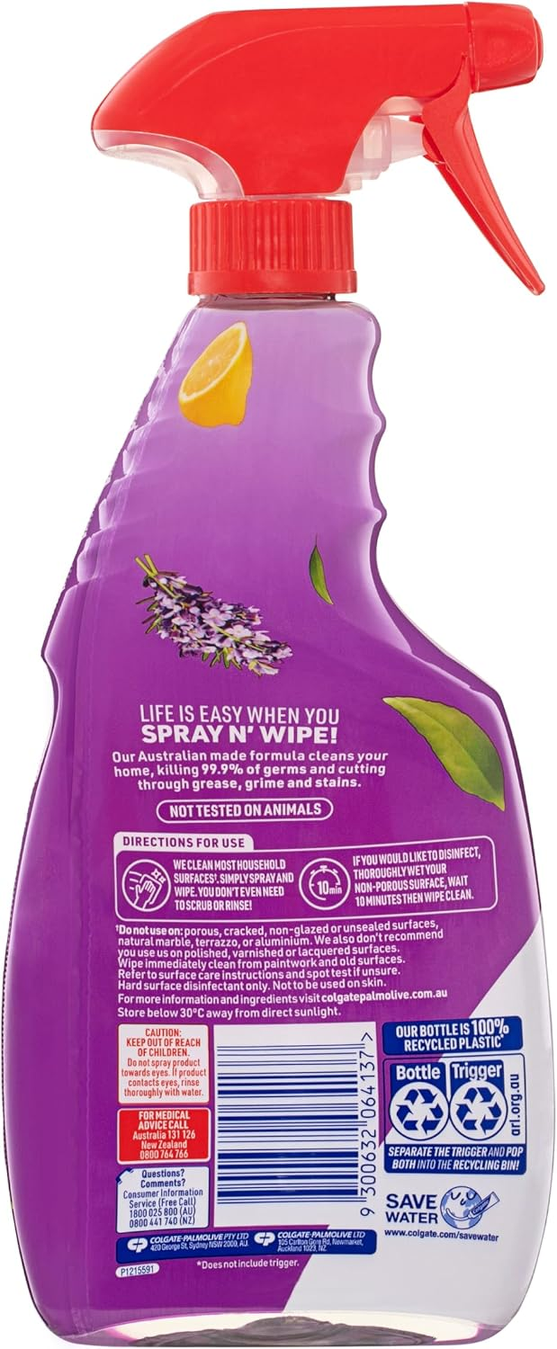 Ajax Lavender and Citrus Multipurpose Spray N Wipe Cleanser 500 Ml
