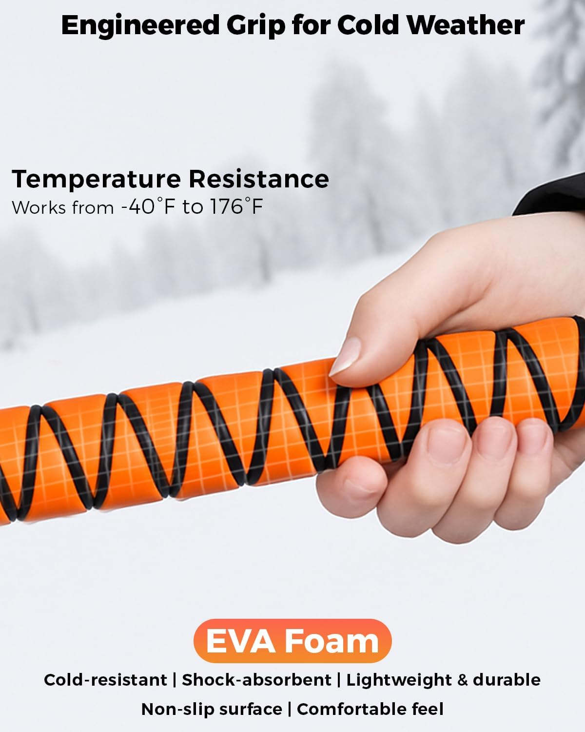 Econour Articglide Aluminum Snow Brush with Ice Scrapers for Car Windshield & Window 3 Parts Detachable & Anti-Scratch with Guardglide Technology, EVA Foam Grip, Winter Accessories (43 Orange) image number 2