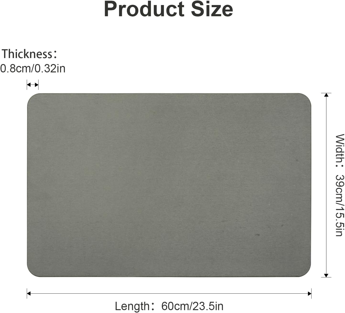 Natureva Home - Stone Bath Mat | Super Absorbent, Quick Dry, Non Slip | Modern Diatomite Bathroom Mats | Made of Natural Diatomaceous Earth (Light Gray, 60 * 40CM, Flat) (Flat) image number 2