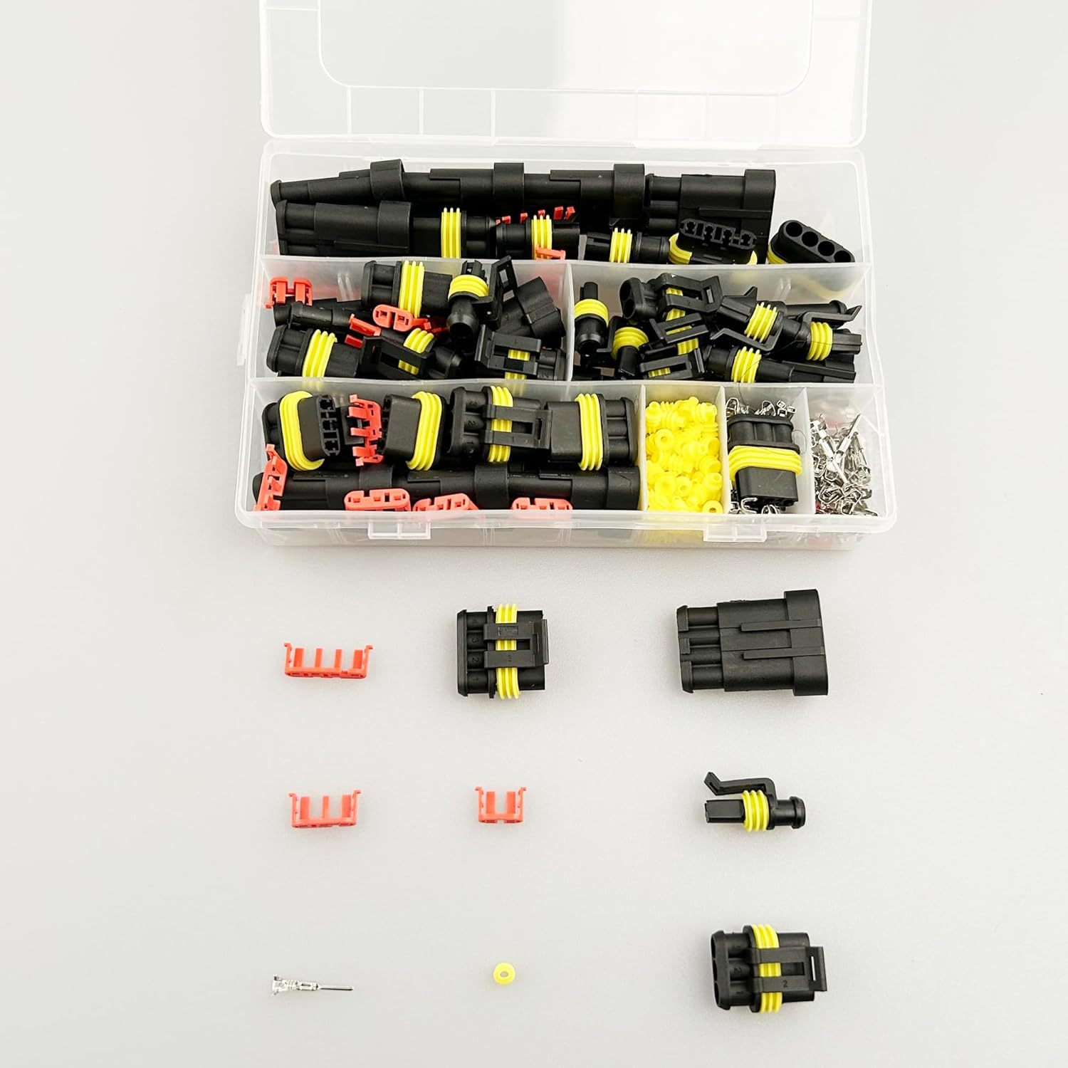 Waterproof Automotive Electrical Wire Connectors,352Pcs 26 Sets Male and Female Wiring Connectors Connector Kit and Wire Plug Connectors 1/2/3/4 Pin for Vehicles & Marine