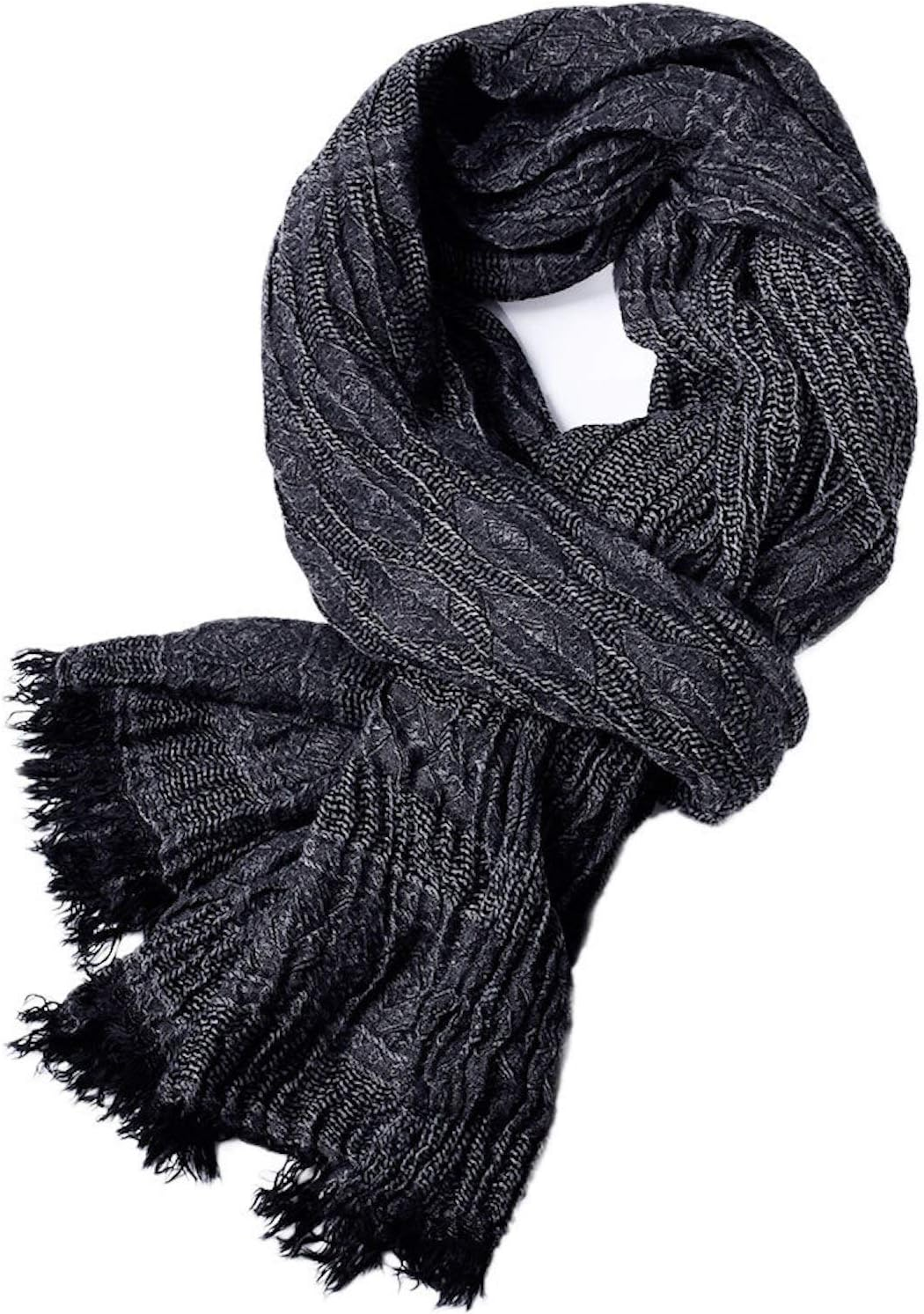 Elonglin Men'S Soft Cotton Scarf, Fold Fringe Design Scarf Warm Gentleman Neckwear Business Casual Scarf Plaid/Stripe/Solid