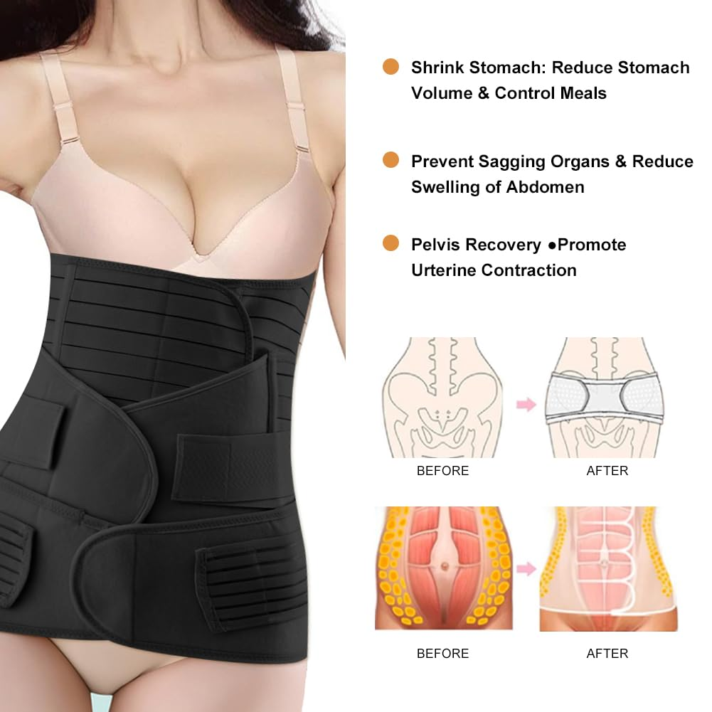 ACWOO Abdominal Belt after Birth, Postpartum Belt for Women, Rectus Diastasis Abdominal Belt, Postpartum Belt Pregnancy Adjustable, Stronger Strength for Tummy Tightening, Black, 4Xl-3-In-1 image number 3