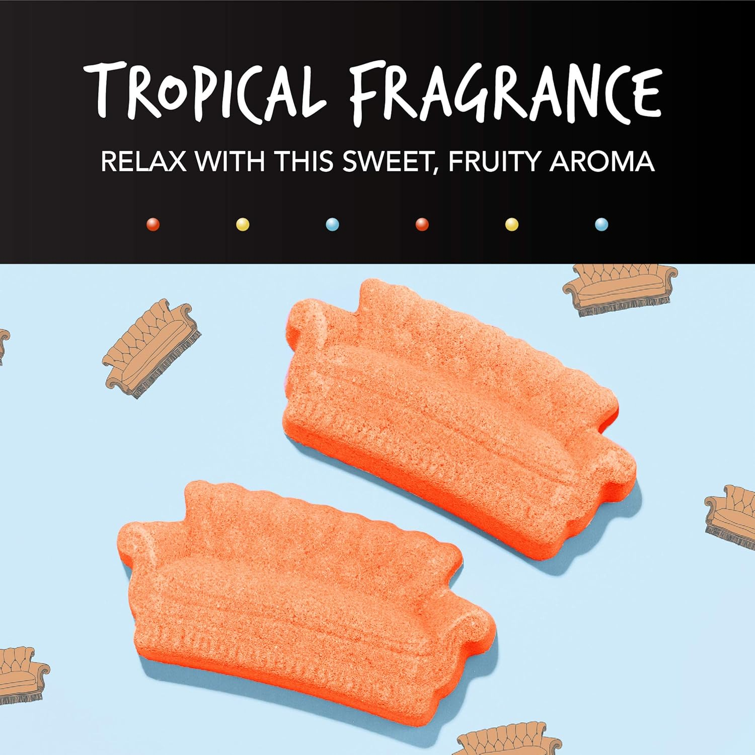 Paladone FRIENDS TV Show Sofa Shaped Bath Fizzer Set - Tropical Scent- Set of Two 50G Fizzies, Pink