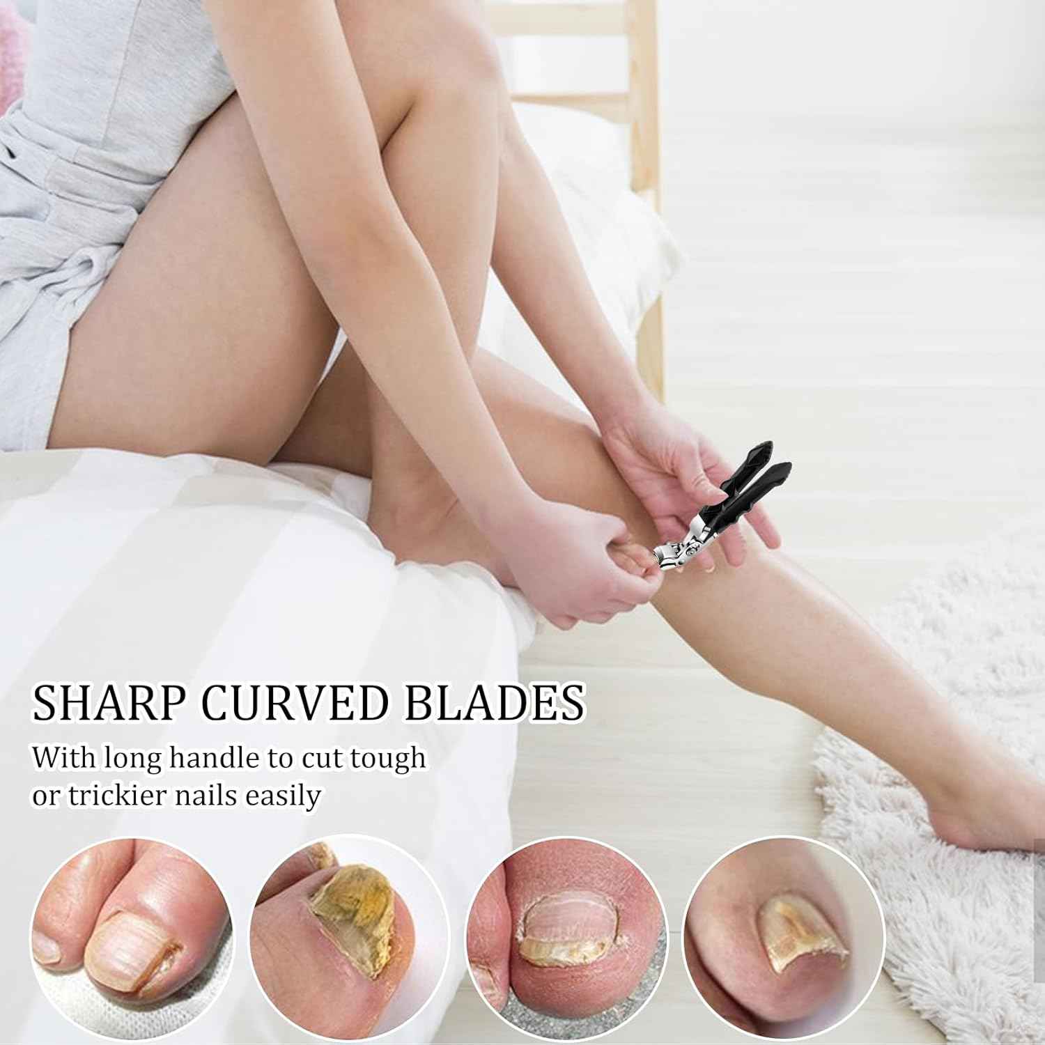 Angled Toenail Clippers | Portable Travel Nail Scissors | Trimmer Stainless Steel Angled Scissors for Precision Cutting Travel Home Kids Adult Men Women Seniors image number 2