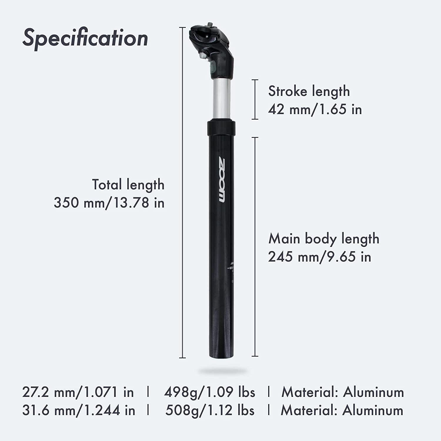 DJC Bike Suspension Seatpost Shock Absorber Damper Post 27.2 30.9 31.6 Mm, Lightweight Aluminum Body image number 3