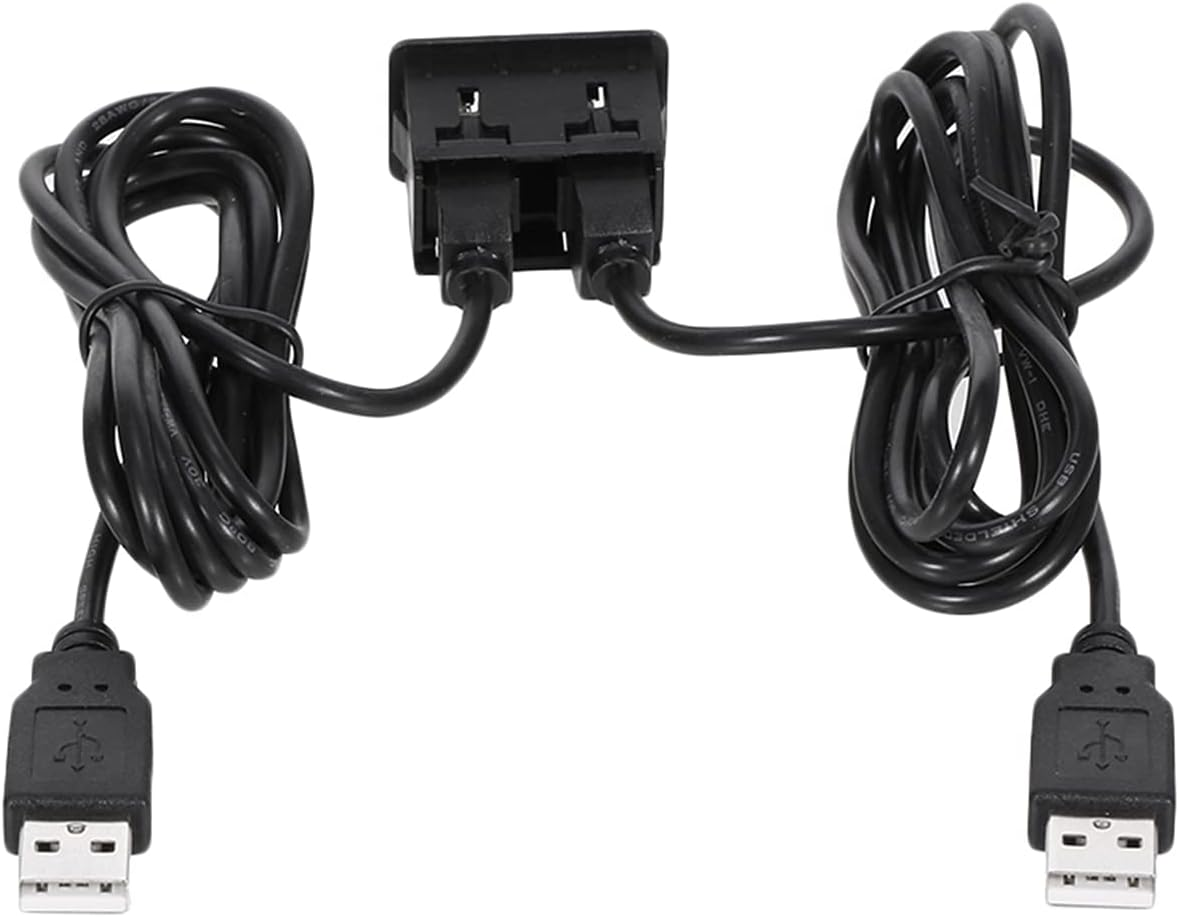 RAYWE 150CM Car Dash Flush Mount Two USB Port Panel Auto Boat Dual USB Extension Cable Adapter Replacement for Volkswagen Toyota image number 2