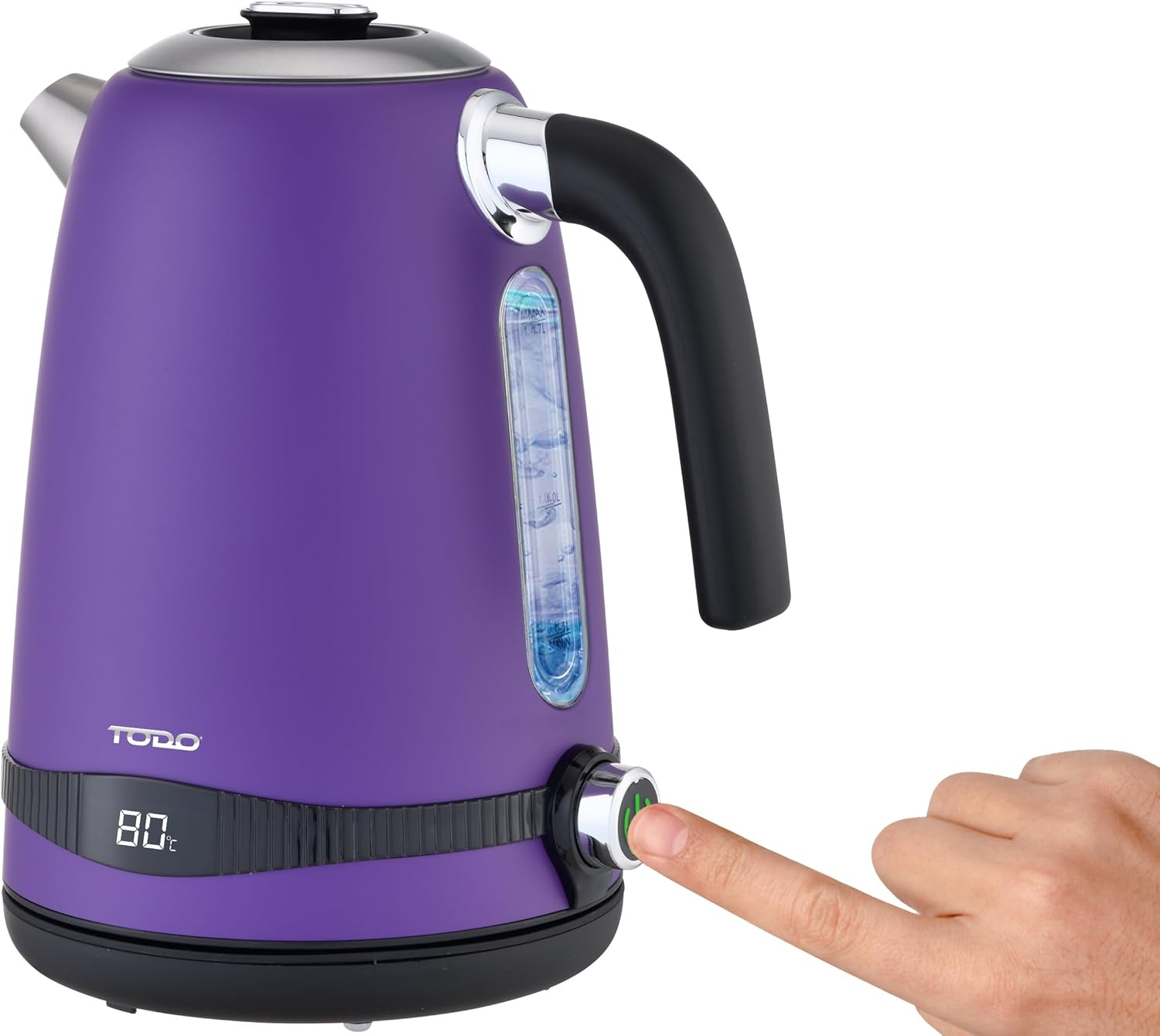 TODO 1.7L Stainless Steel Cordless Kettle Keep Warm Electric Led Water Jug - Purple image number 6
