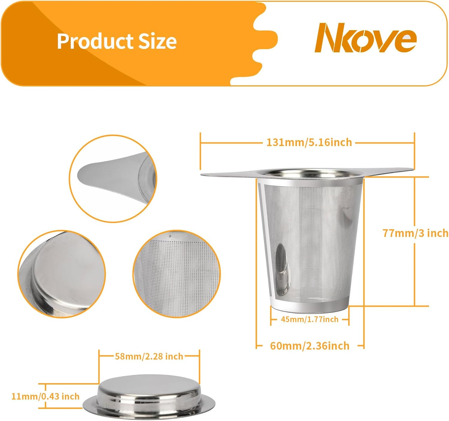 Universal Tea Infuser with Lid Stainless Steel Filter Fits Mugs Cups Teapots Food Grade image number 1