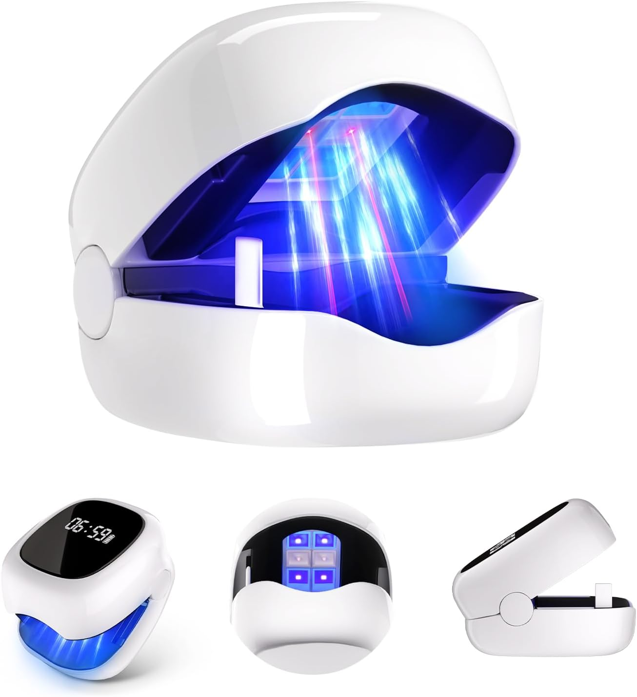 6.0 Upgrade Nail Fungus Laser Device, Upgrade 4 X Blue & 2 X Infrared Light, Elimination of 99.96 Percent, with Time Display, Nail Fungus Laser Device, Antifungal Device, Suitable for Both Feet