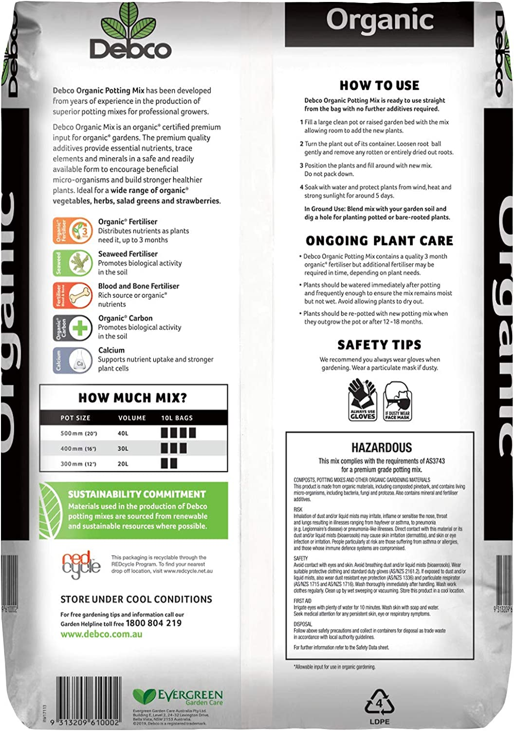 Osmocote Vegetable and Herb Controlled Release Fertiliser, 700G & Debco Organic Premium Potting Mix 10 Litre image number 4