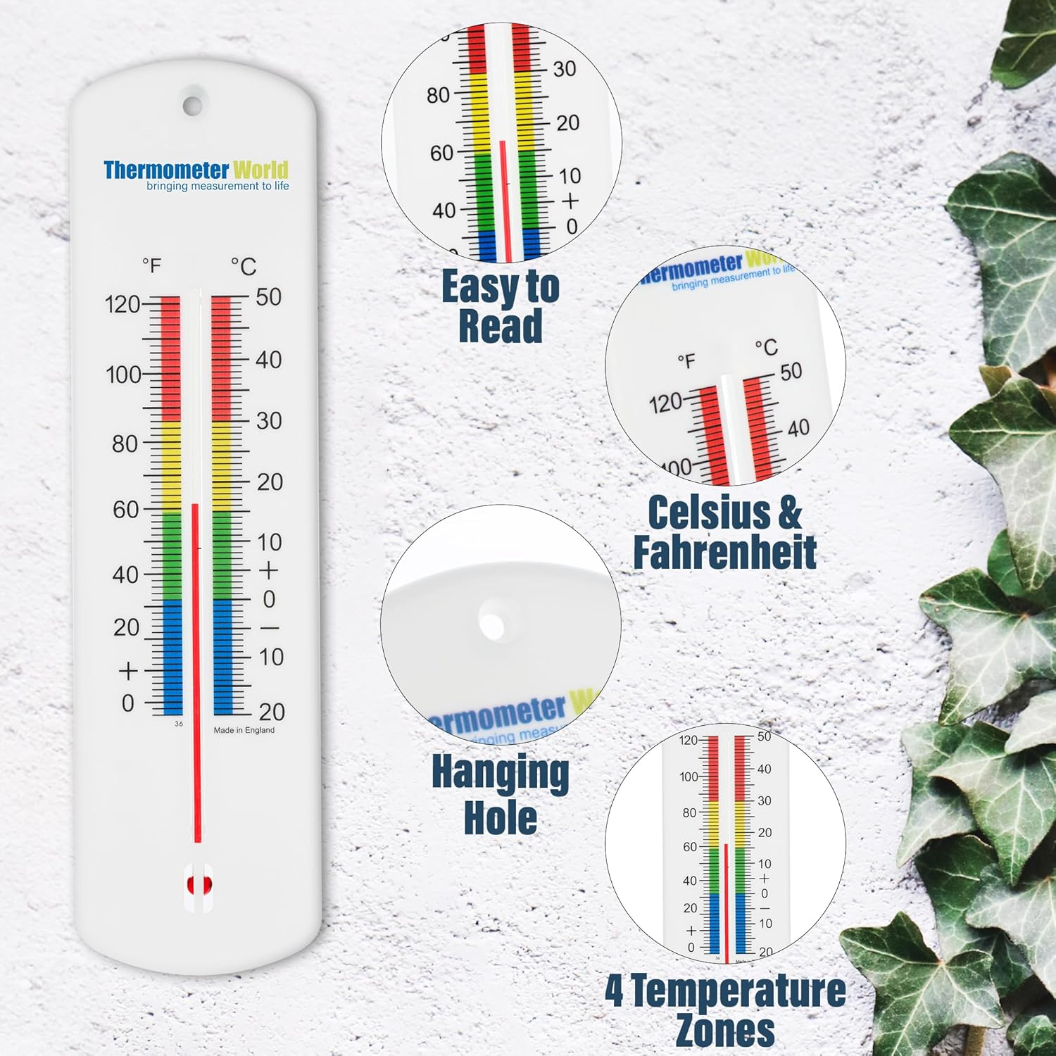 Large 240Mm Outdoor Thermometer for Garden - Can Be Used as a Greenhouse Thermometer or Home Office Room Indoor Wall Outside image number 3
