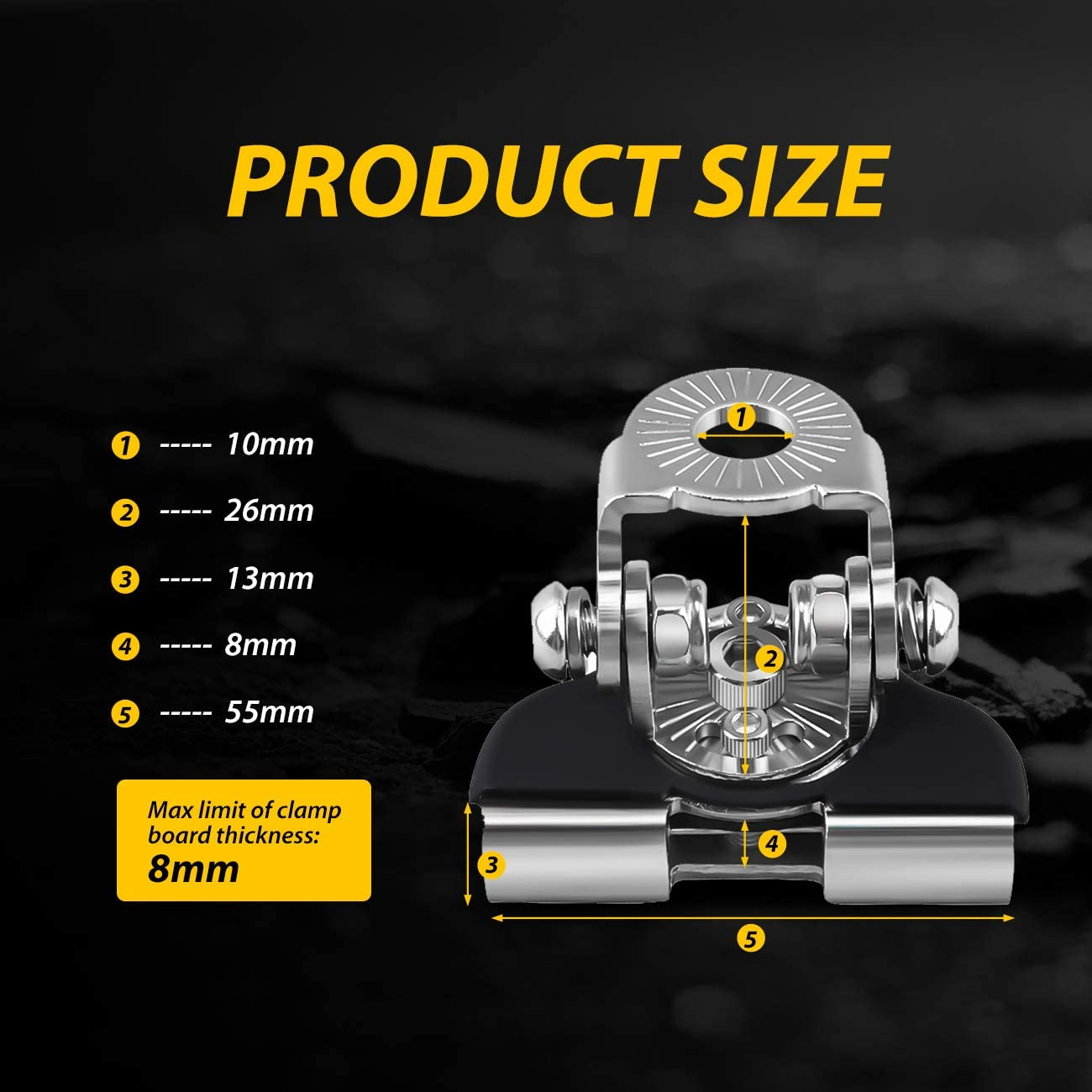 Universal LED Light Bar Mounting Brackets, Hood Mount Brackets a Pillar Hood Clamp Work Light Holder 304 Stainless Steel for off Road Car Jeep Truck SUV 2PCS image number 6