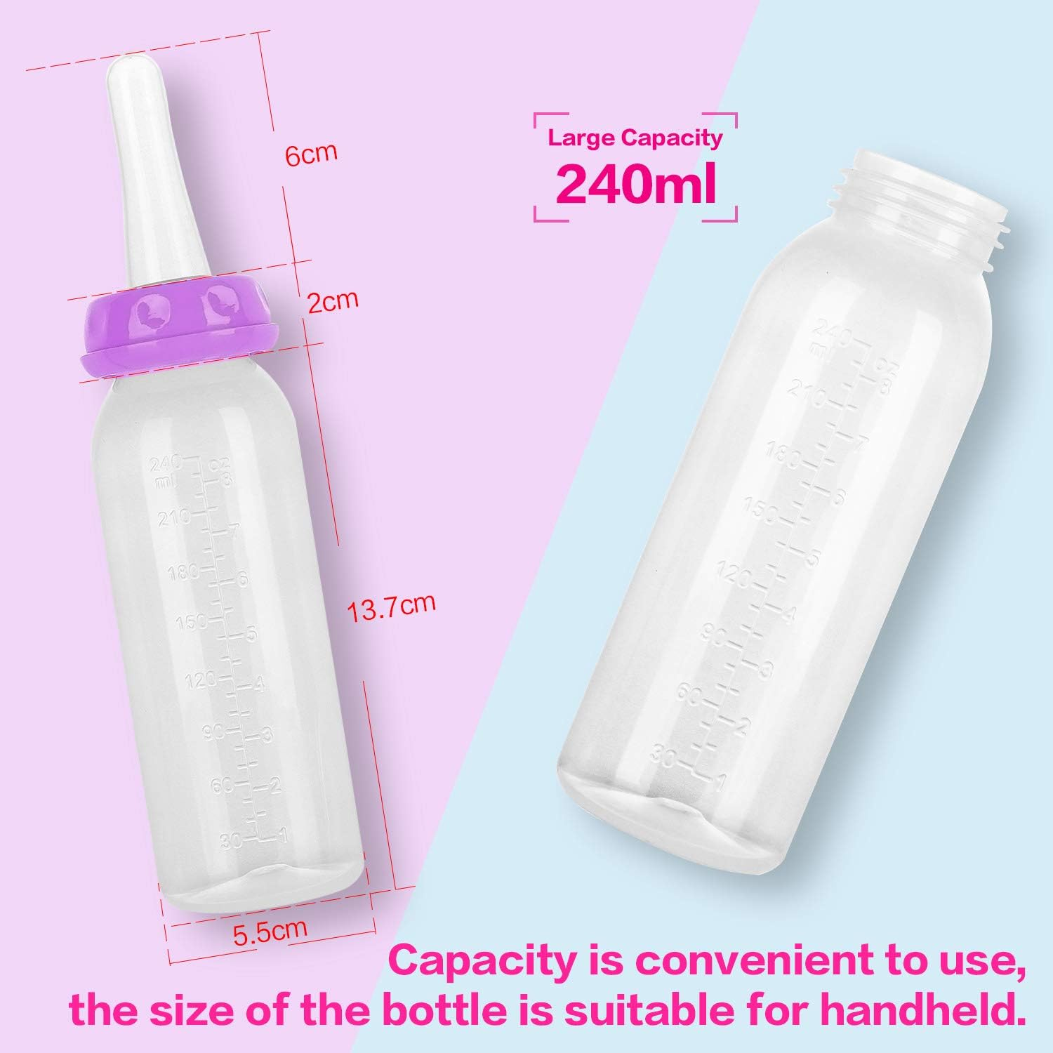 Adult Bottle with Big Sized Pacifier Set (Purple)