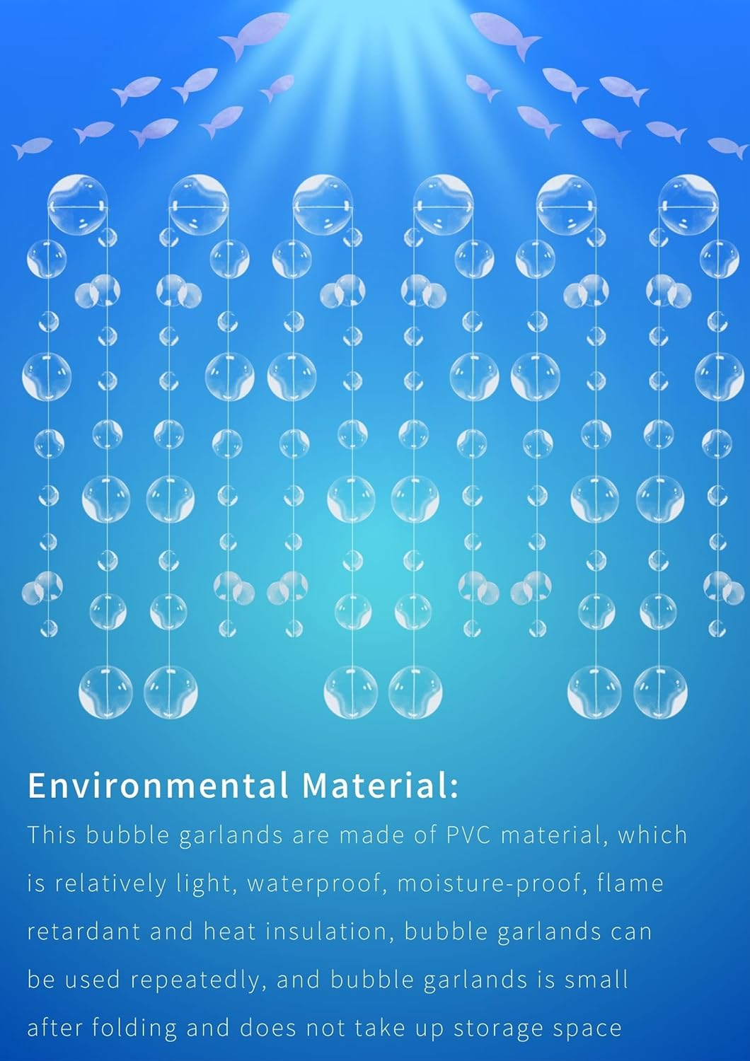 6 Pcs White Bubble Garlands Decorations, PVC Mermaid Birthday Decorations, 3D Bubble Coutout Garland under the Sea Party Decorations for Kid&rsquo;S Birthday Party, Little Mermaid Party Favors Supplies